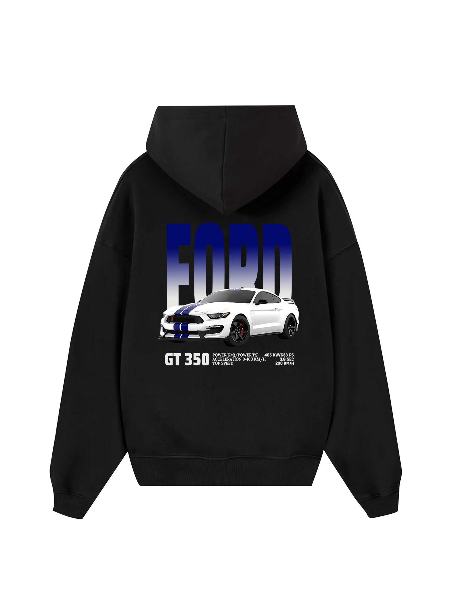 Ford GT 350 White Blue Hoodie