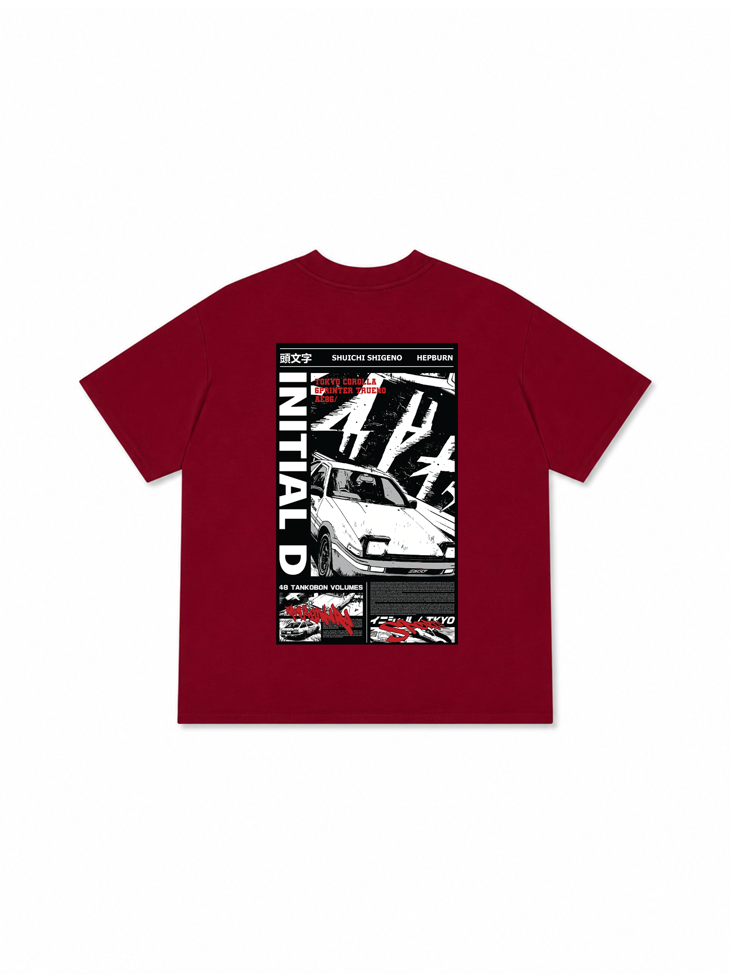 Áo Thun Relaxed Fit JDM Car Initial D Manga Panel