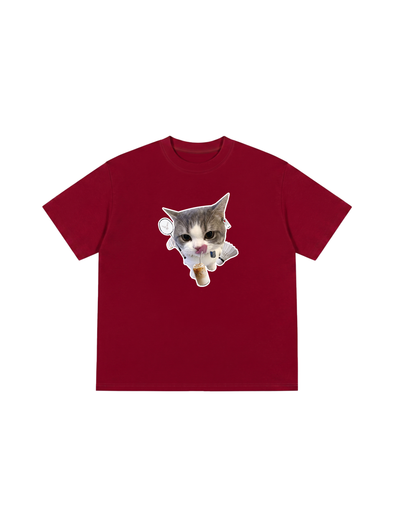 Áo Thun Relaxed Fit Badminton Cute Cat