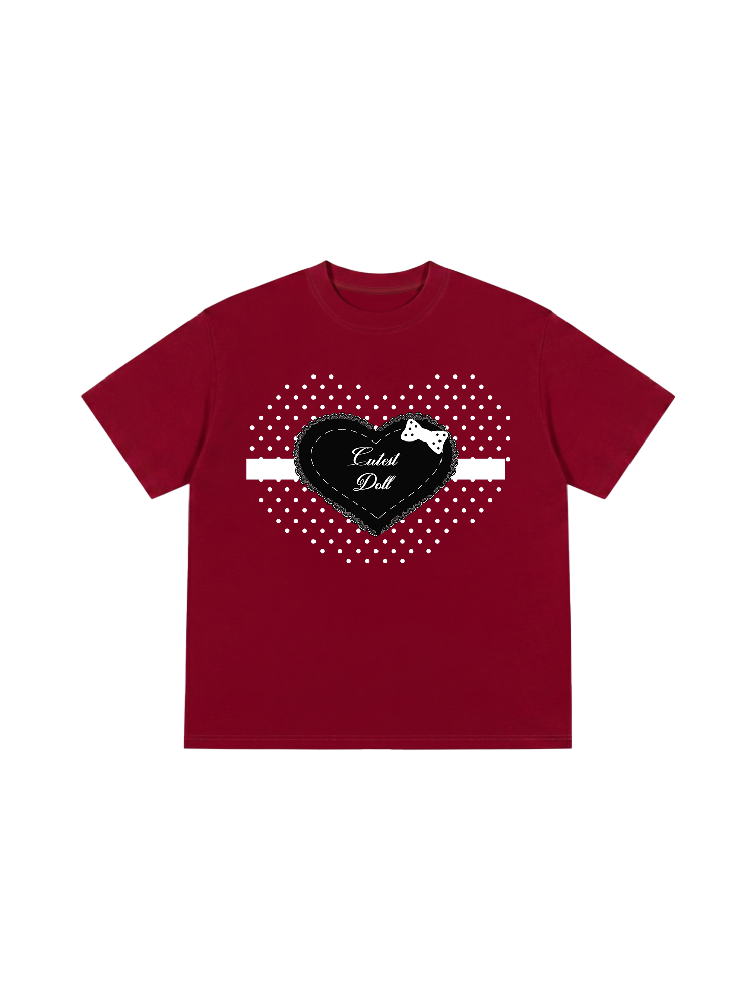 Áo Thun Relaxed Fit Dotty Mood Lace Heart Cutest Doll Baby