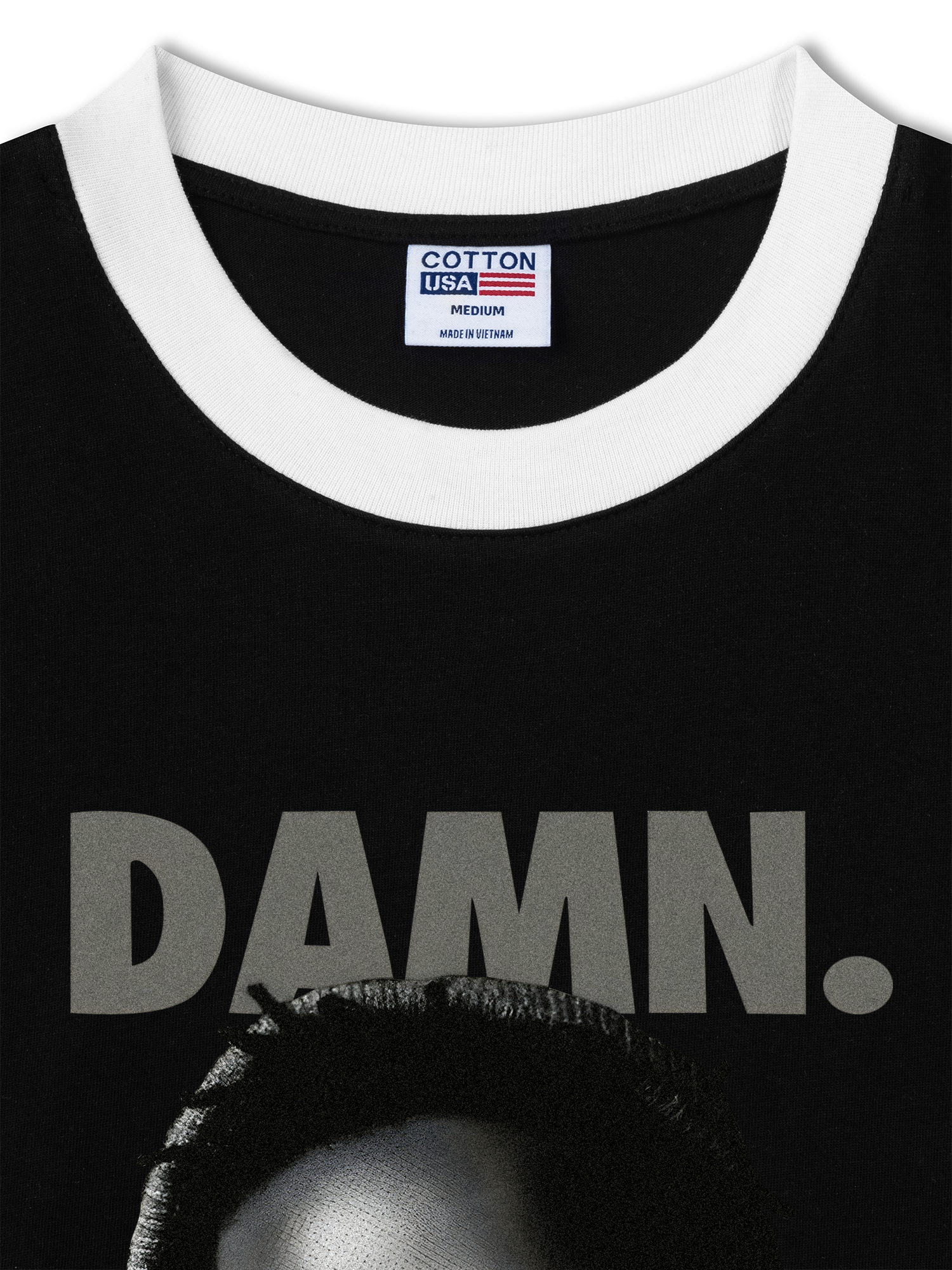 Áo Thun Ringer Relaxed Fit Rapper Damn Black And White Graphic