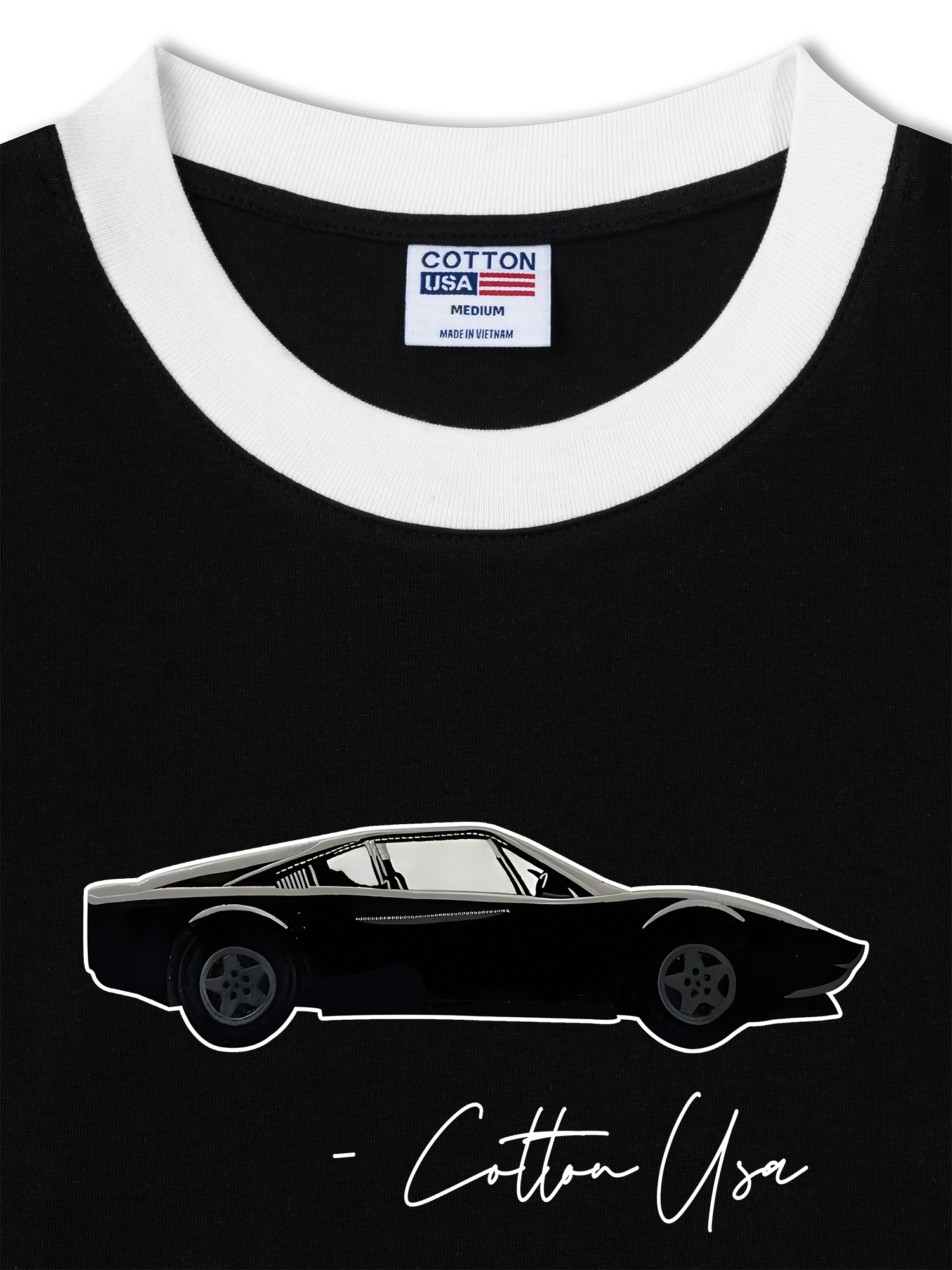 Áo Thun Ringer Relaxed Fit Classic Classic Car Black