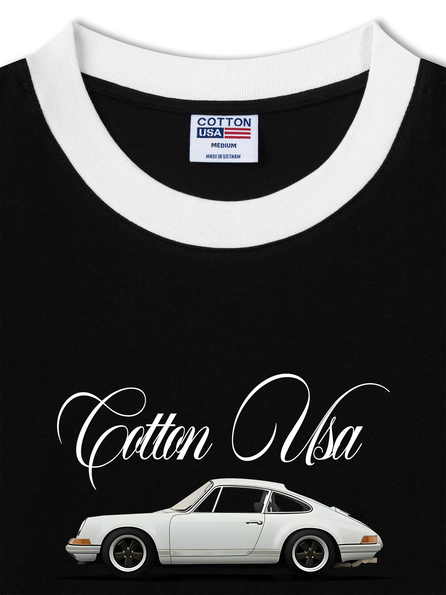 Áo Thun Ringer Relaxed Fit Classic Car White