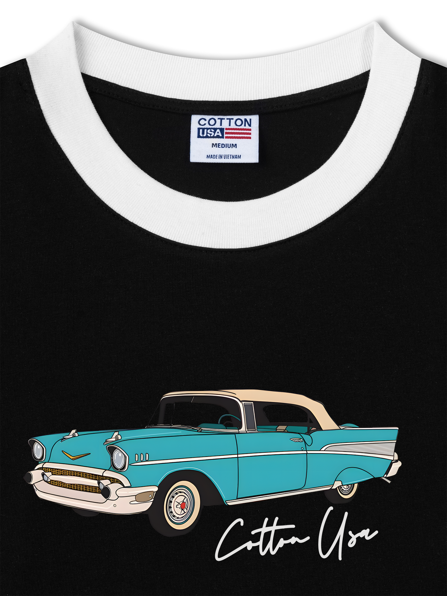 Áo Thun Ringer Relaxed Fit Classic Car Blue