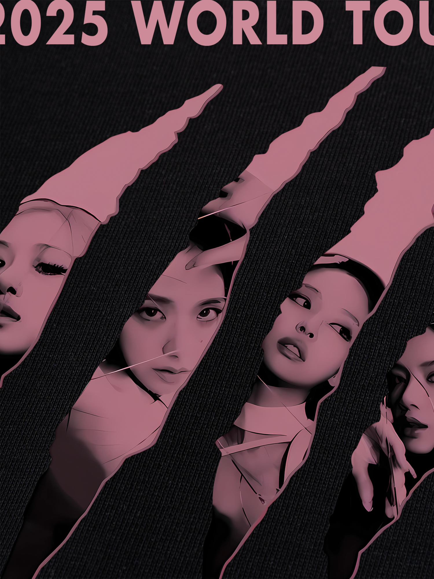 Áo Thun Ringer Relaxed Fit Black Pink 2025 World Tour