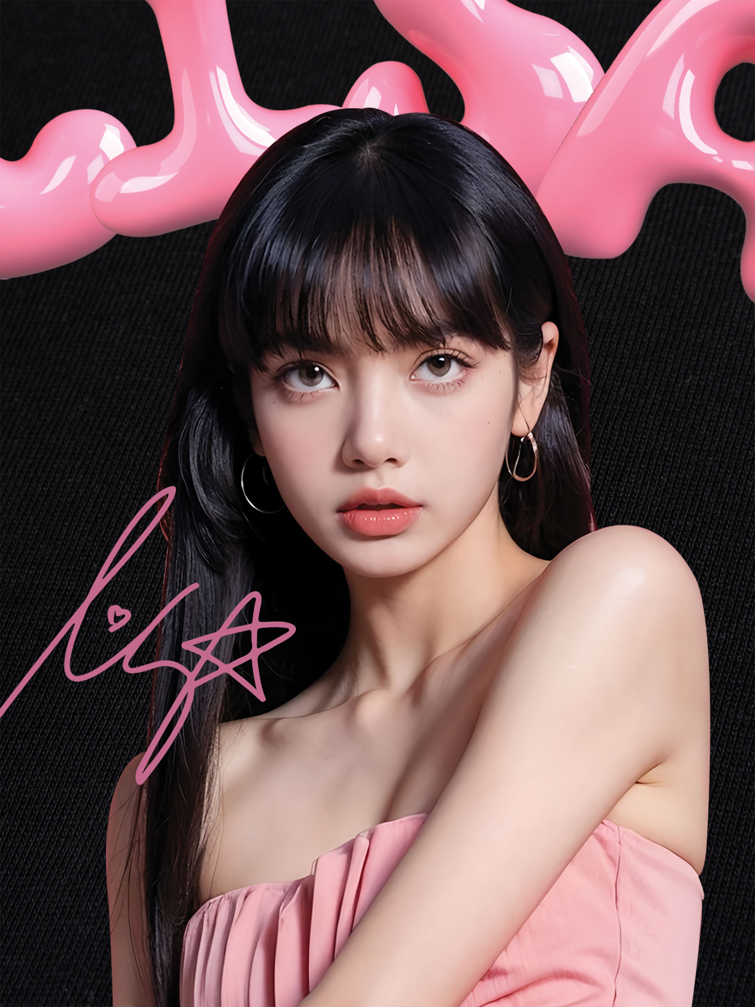 Áo Thun Ringer Relaxed Fit Black Pink Lisa