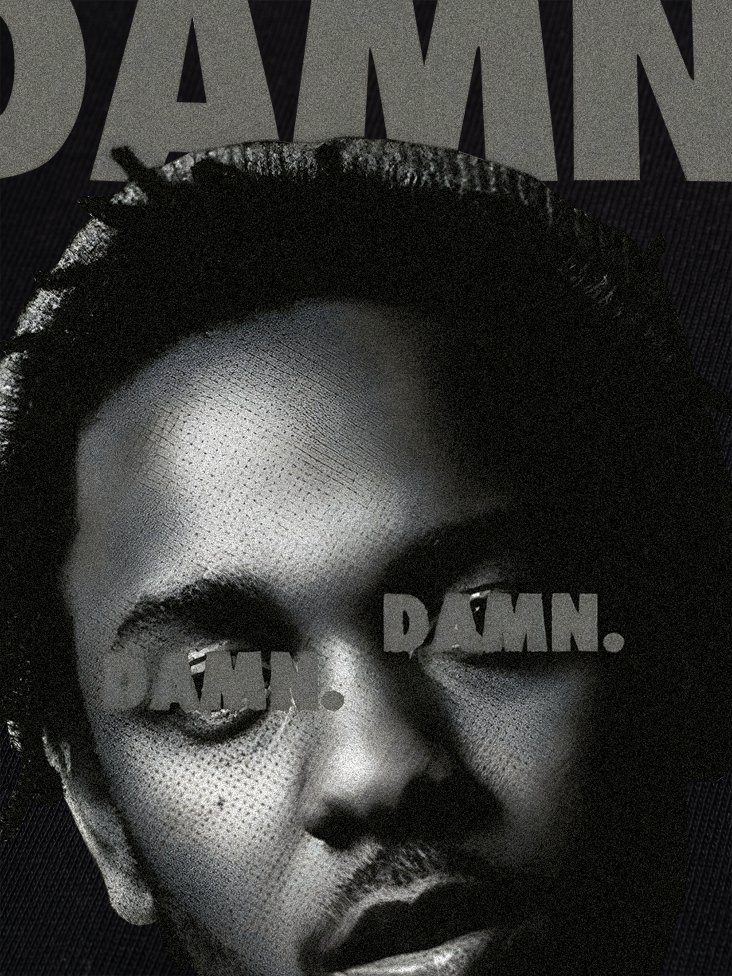 Áo Thun Ringer Relaxed Fit Rapper Damn Black And White Graphic