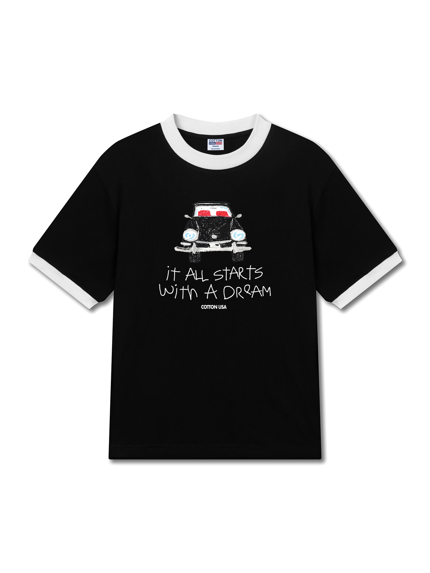 Áo Thun Ringer Relaxed Fit Classic Car Dream Crayon