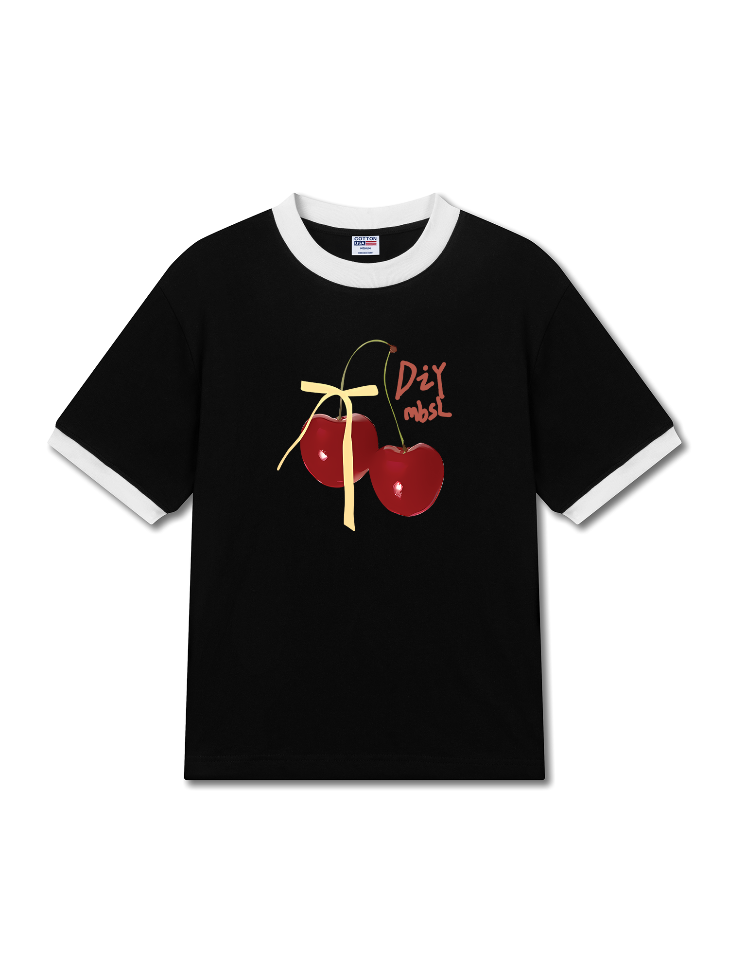 Áo Thun Ringer Relaxed Fit Cherry Yellow Bow