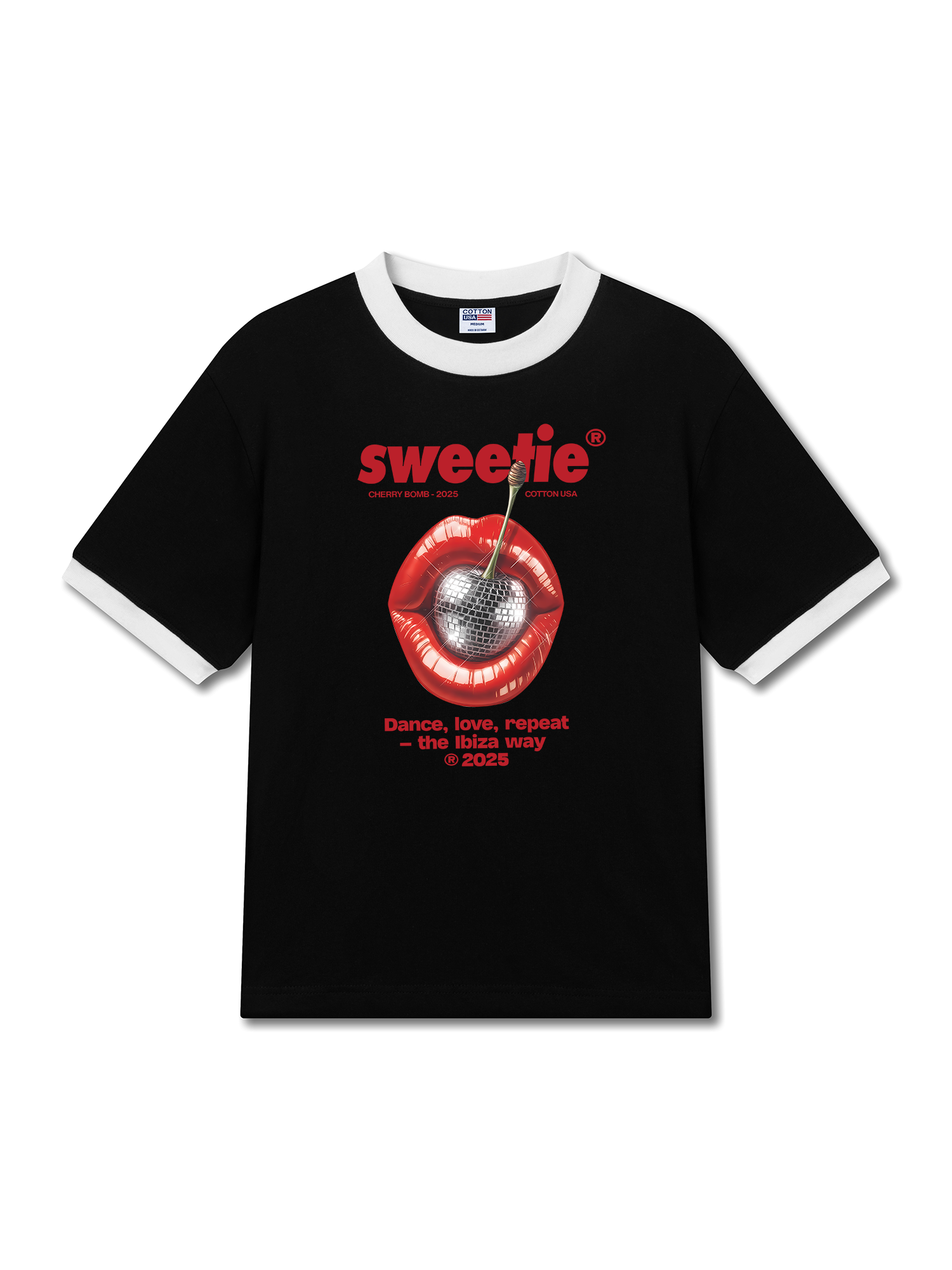 Áo Thun Ringer Relaxed Fit Cherry Sweetie Lip