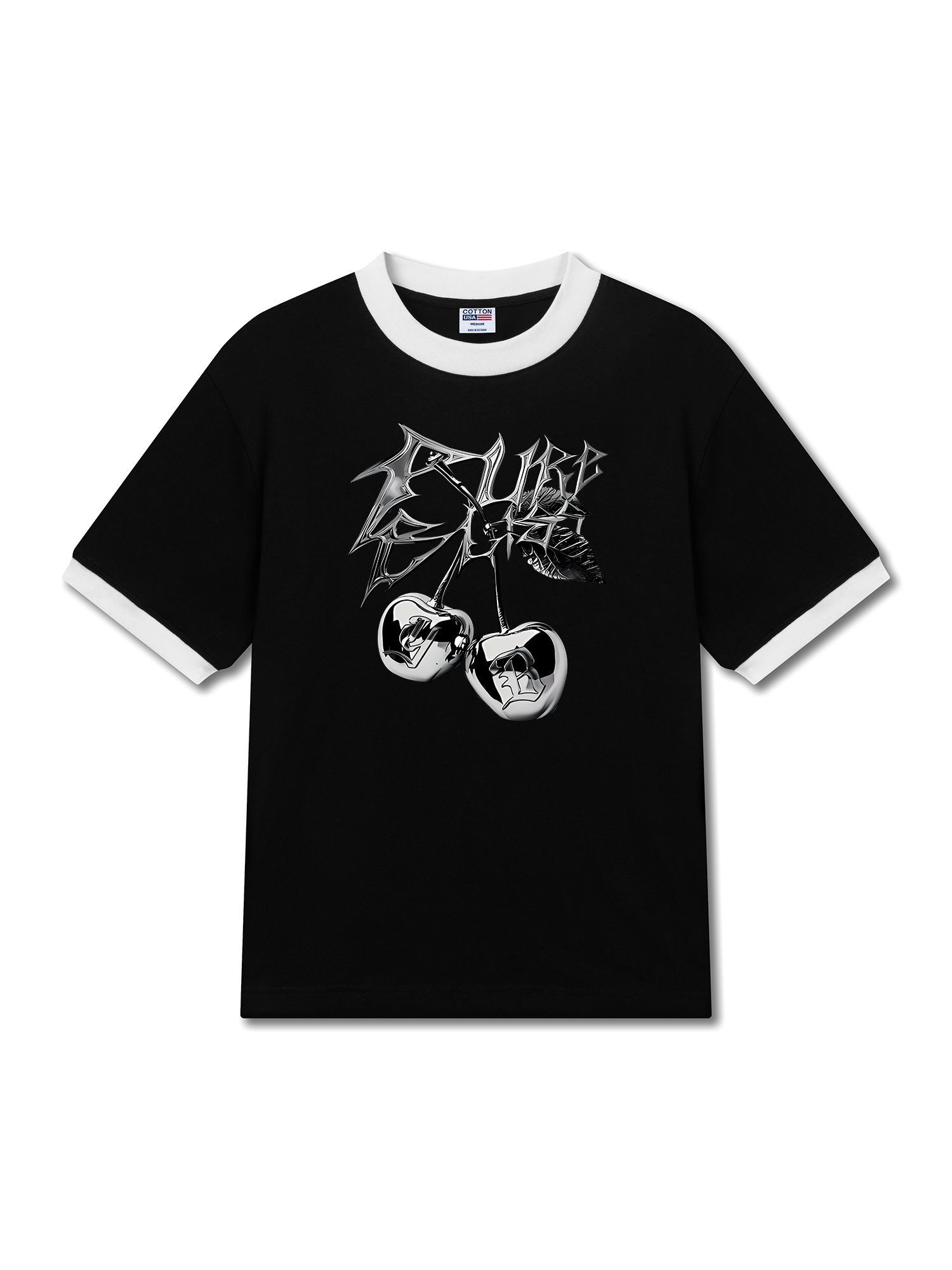 Áo Thun Ringer Relaxed Fit Cherry Silver