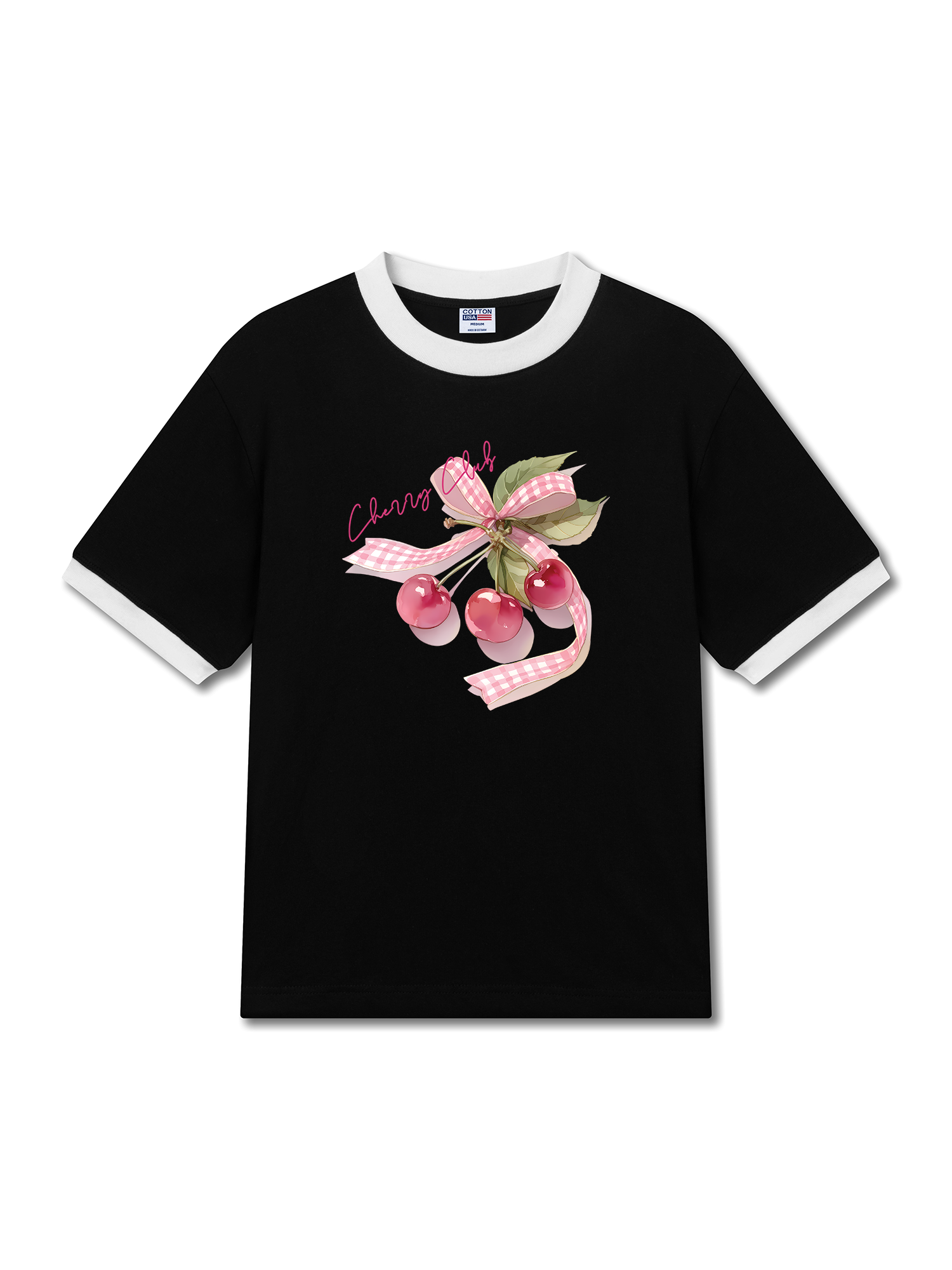 Áo Thun Ringer Relaxed Fit Cherry Club Pink Plaid