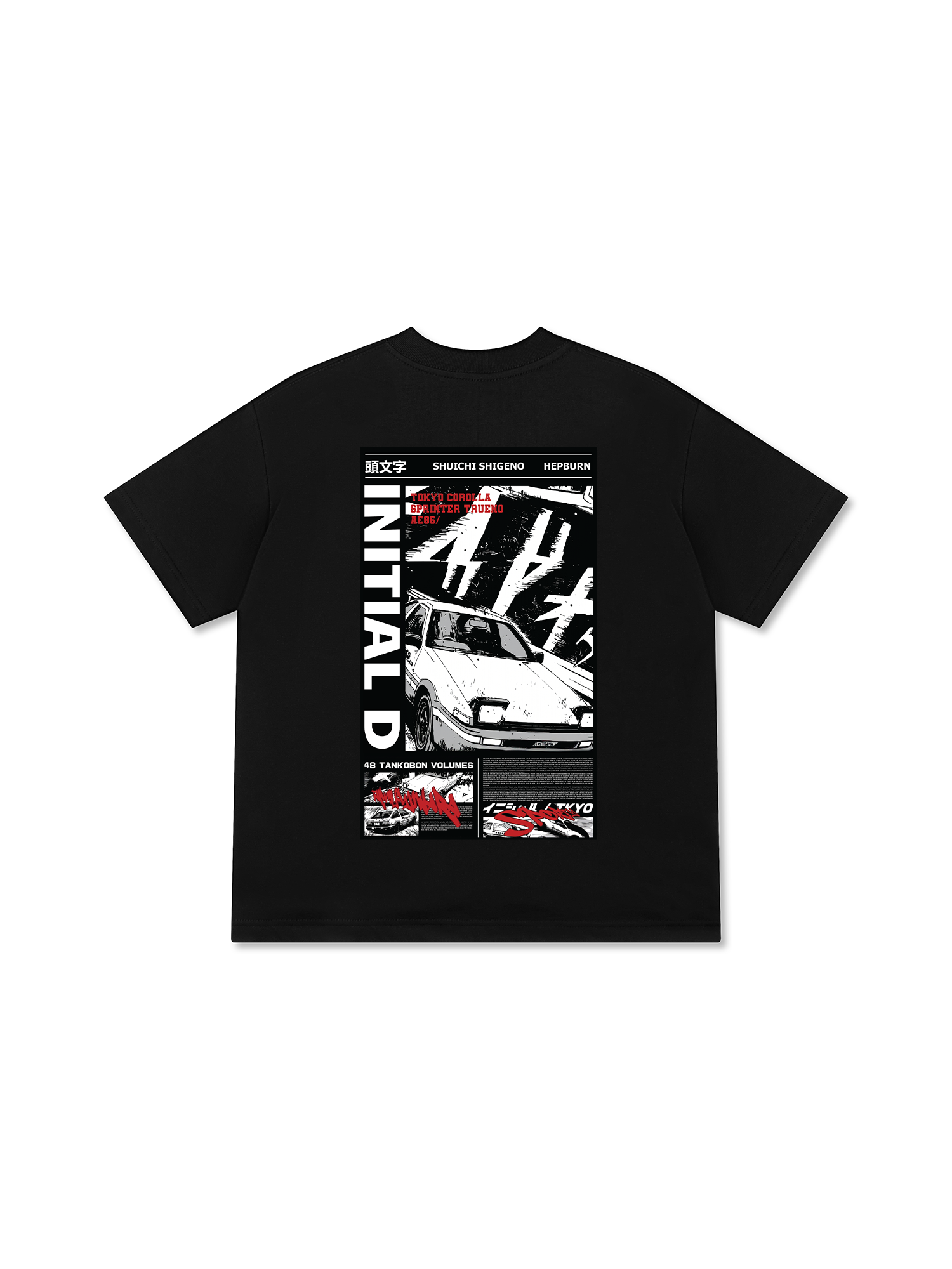 Áo Thun Relaxed Fit JDM Car Initial D Manga Panel