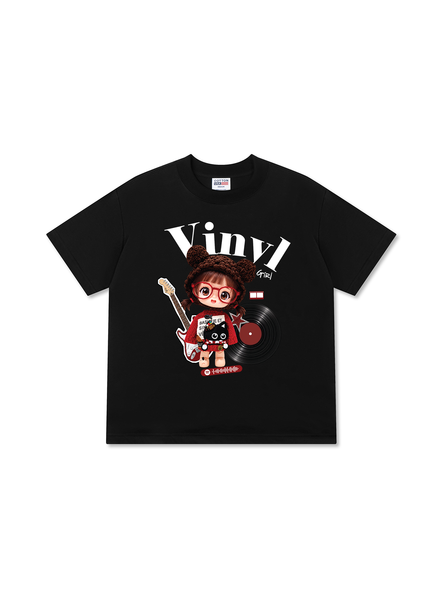 Áo Thun Relaxed Fit Cute Gang Vinyl Girl