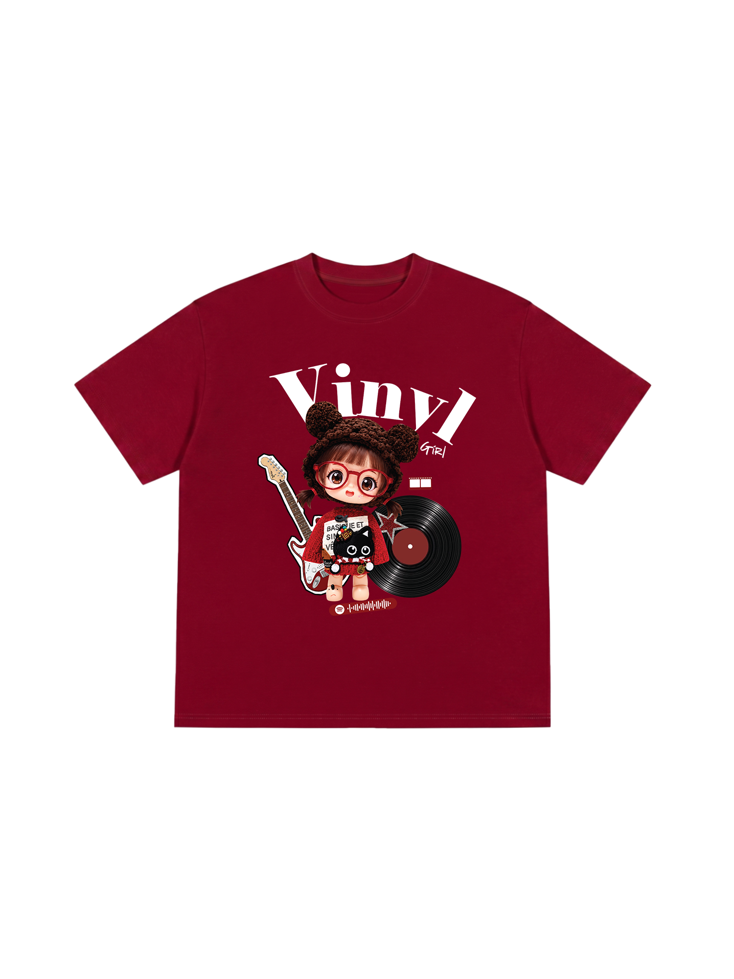 Áo Thun Relaxed Fit Cute Gang Vinyl Girl