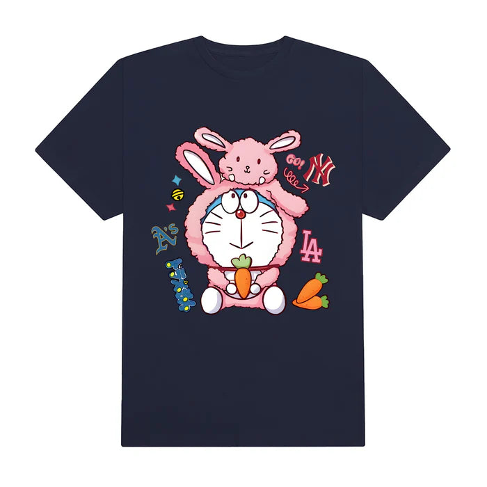 Flash Sale MLB Anime Cute Doraemon With Bunny T-Shirt