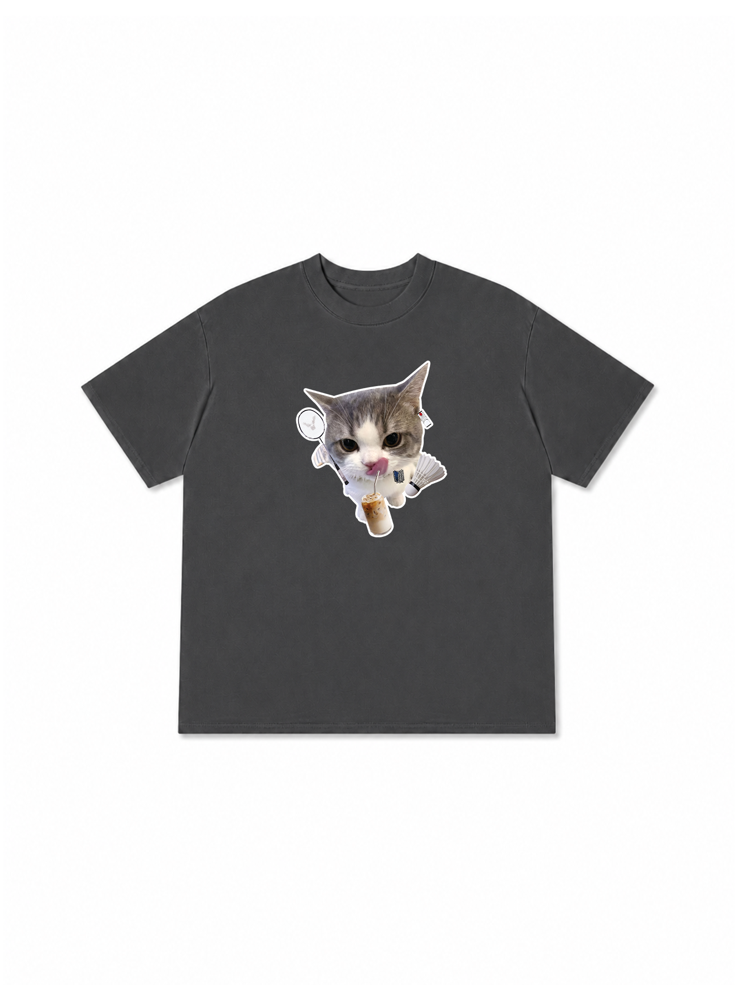 Áo Thun Relaxed Fit Badminton Cute Cat
