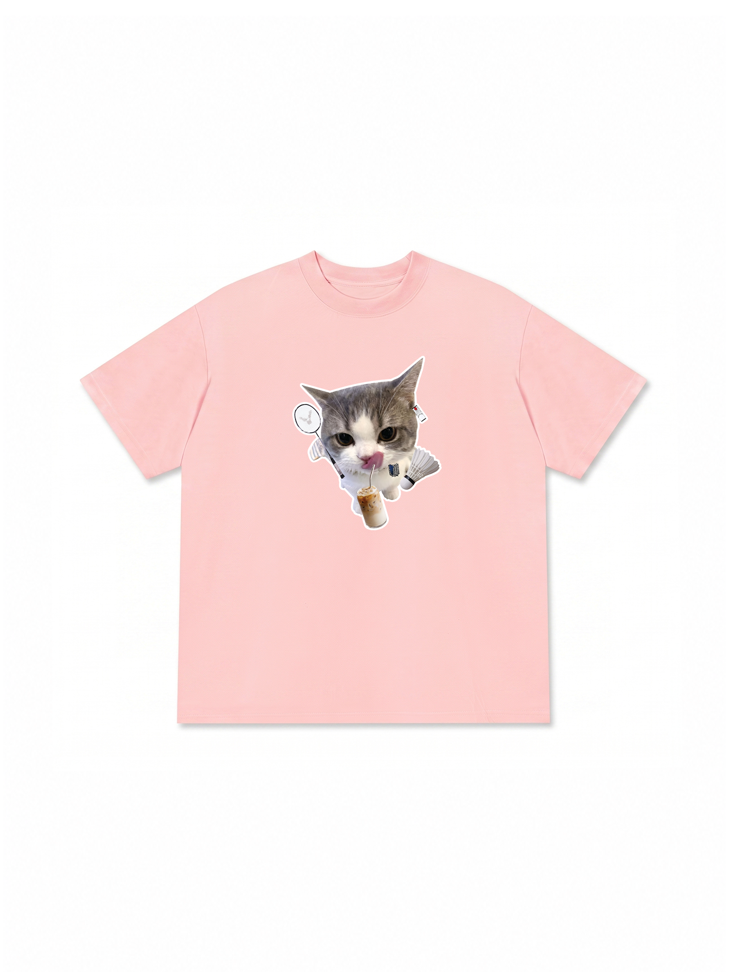 Áo Thun Relaxed Fit Badminton Cute Cat