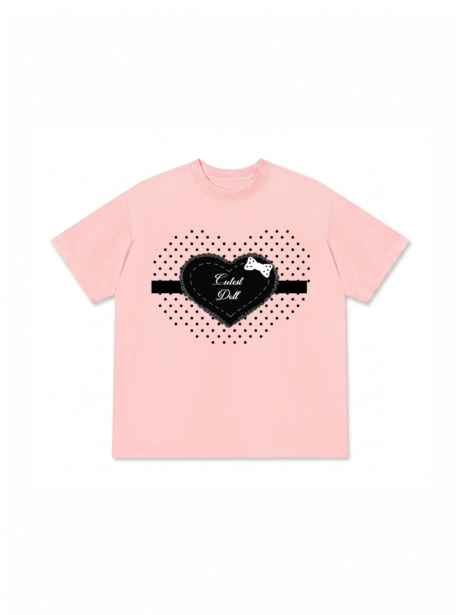 Áo Thun Relaxed Fit Dotty Mood Lace Heart Cutest Doll Baby