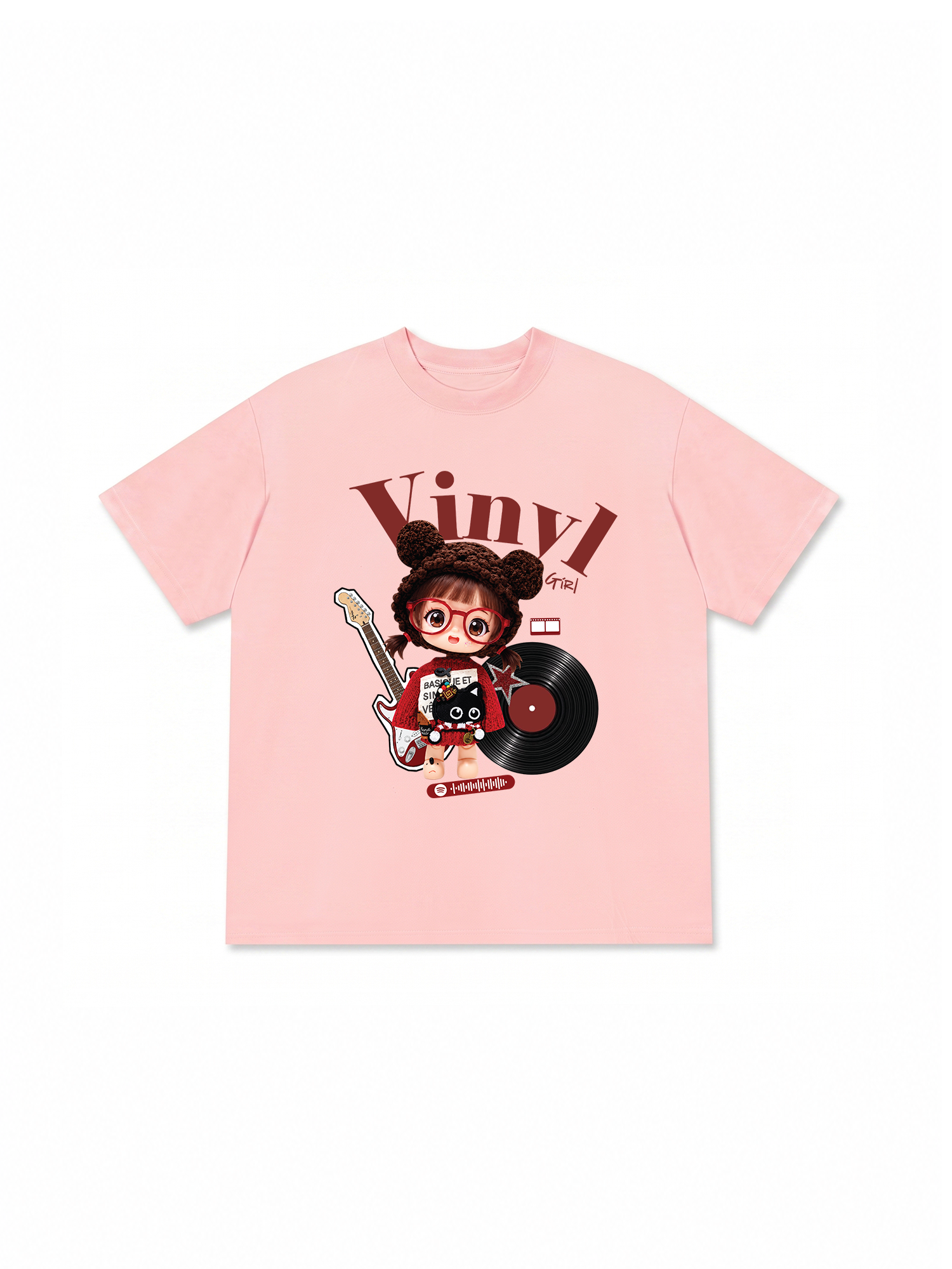 Áo Thun Relaxed Fit Cute Gang Vinyl Girl