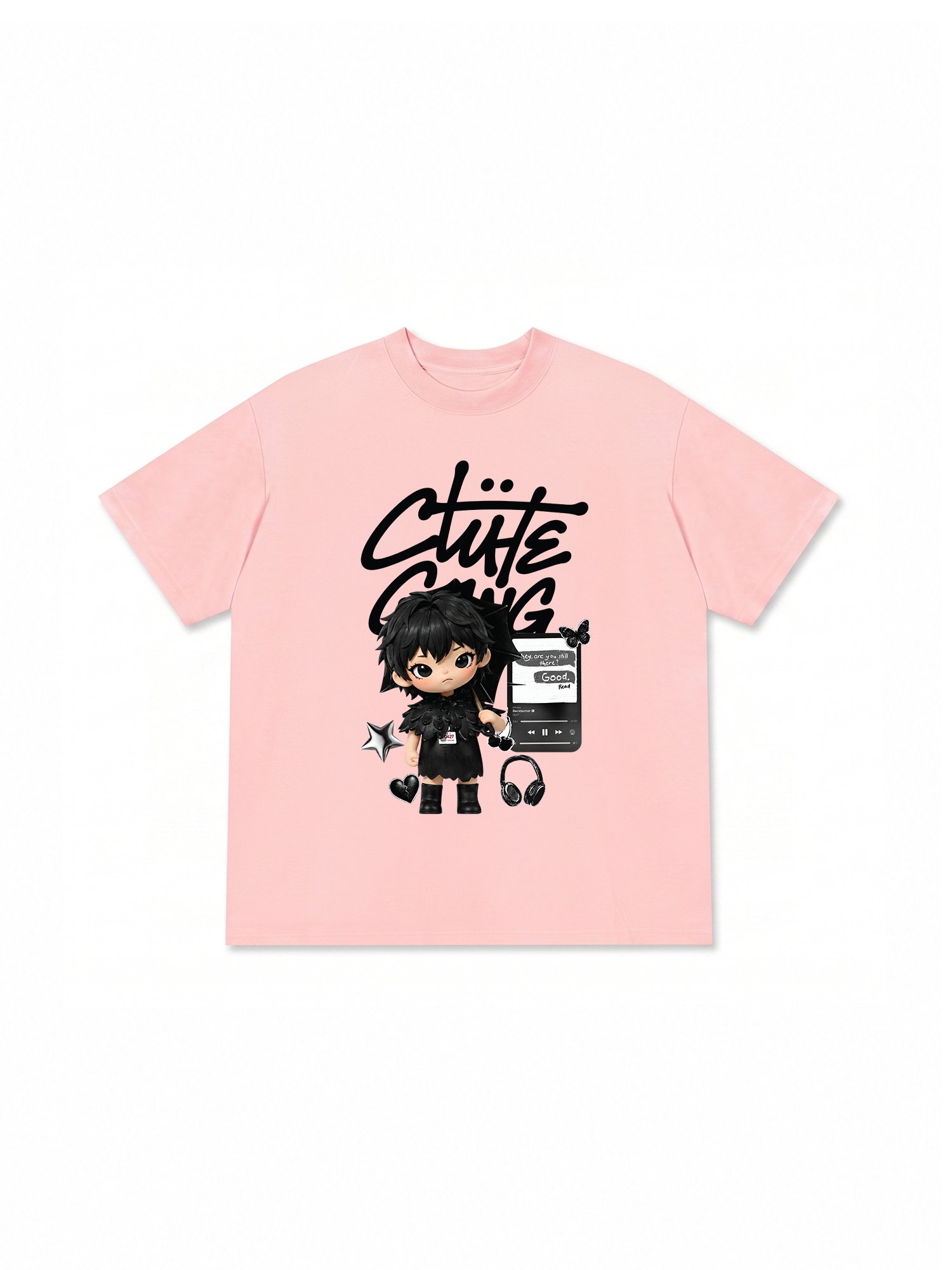 Áo Thun Relaxed Fit Cute Gang Black Boy