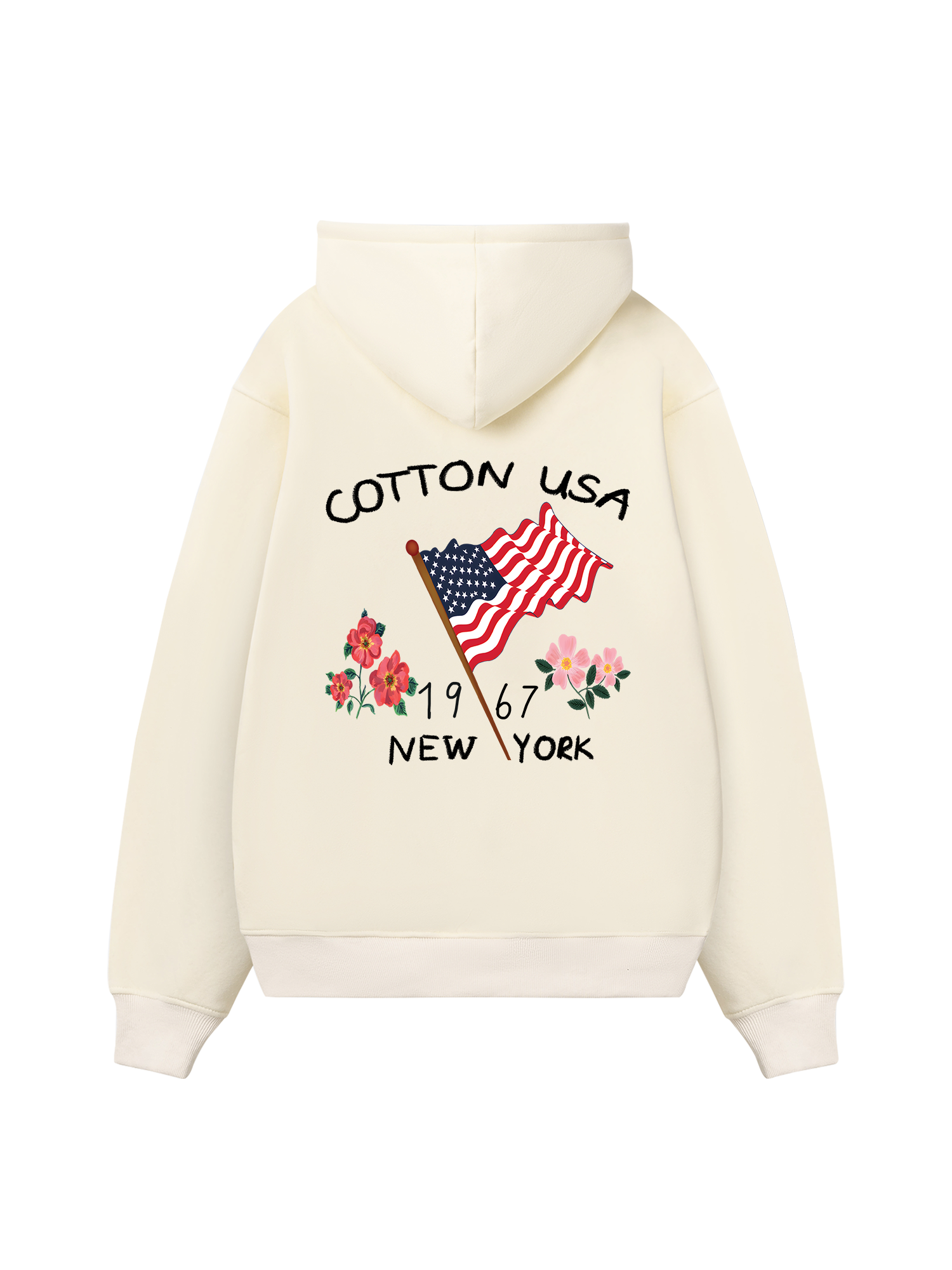 USA Floral Cotton Usa Hoodie