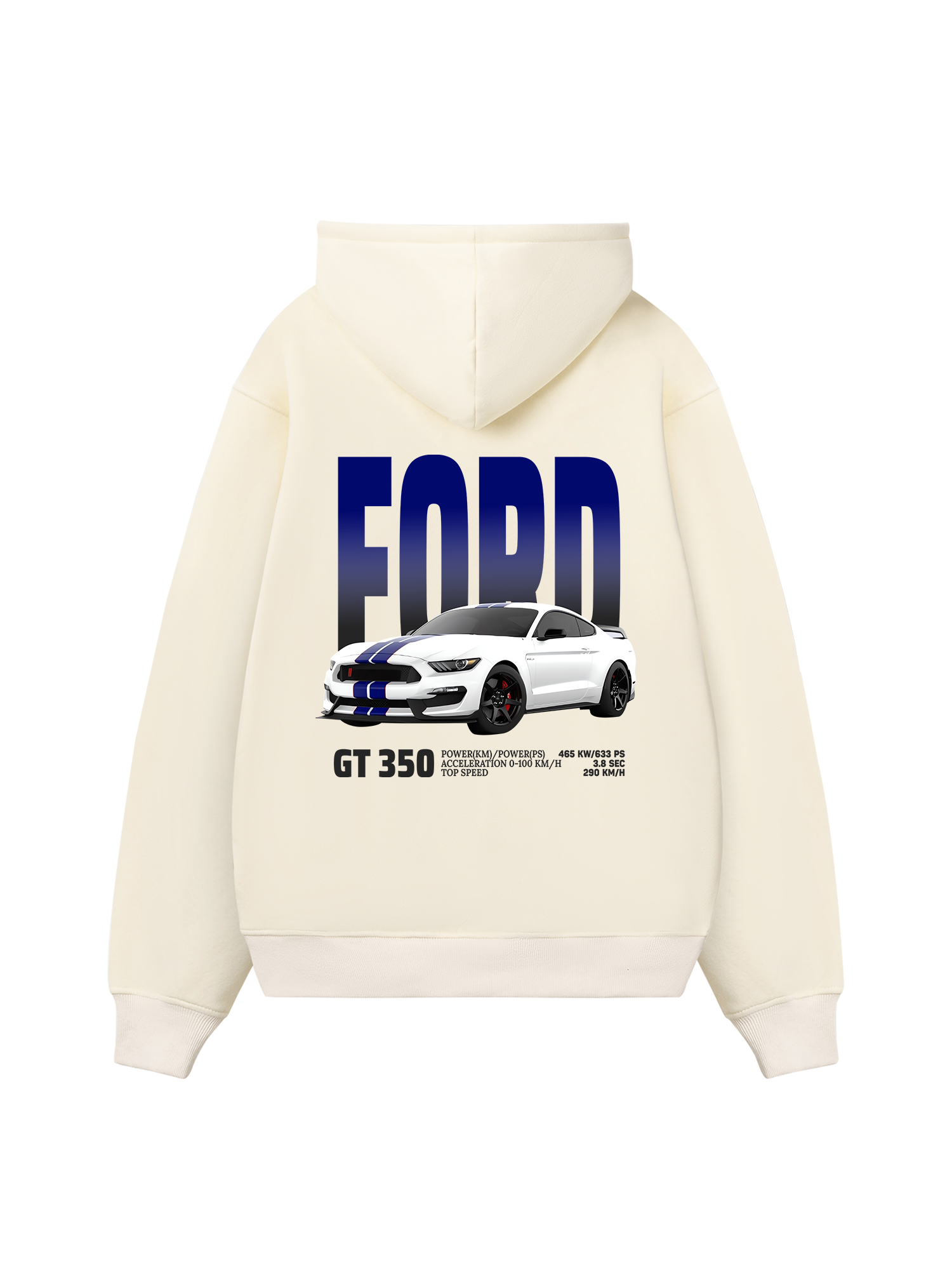 Ford GT 350 White Blue Hoodie