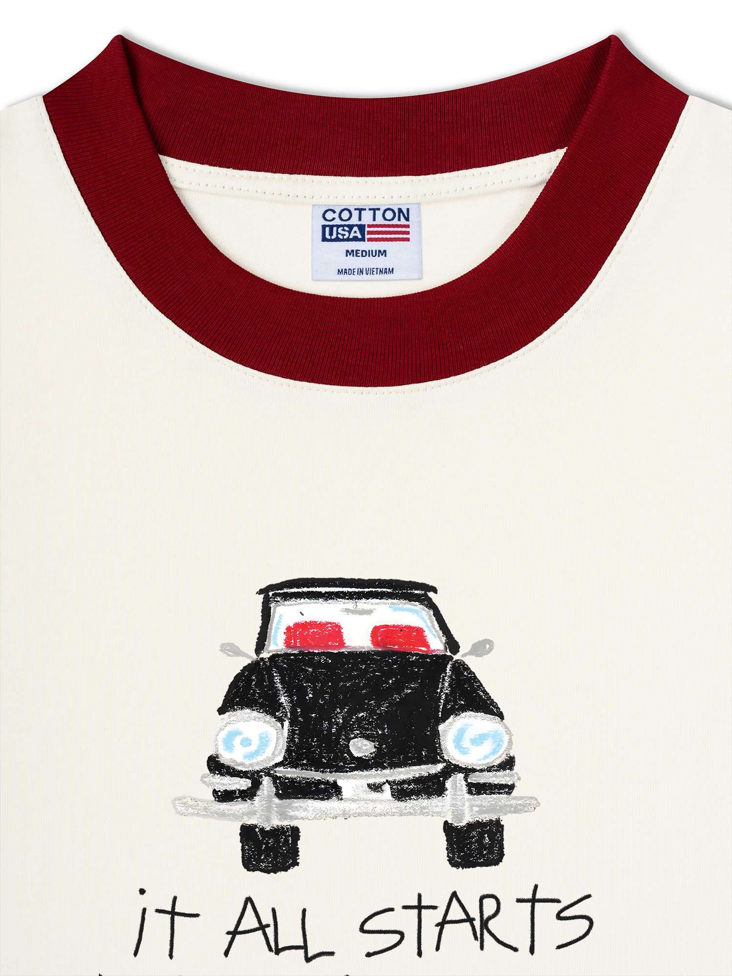 Áo Thun Ringer Relaxed Fit Classic Car Dream Crayon