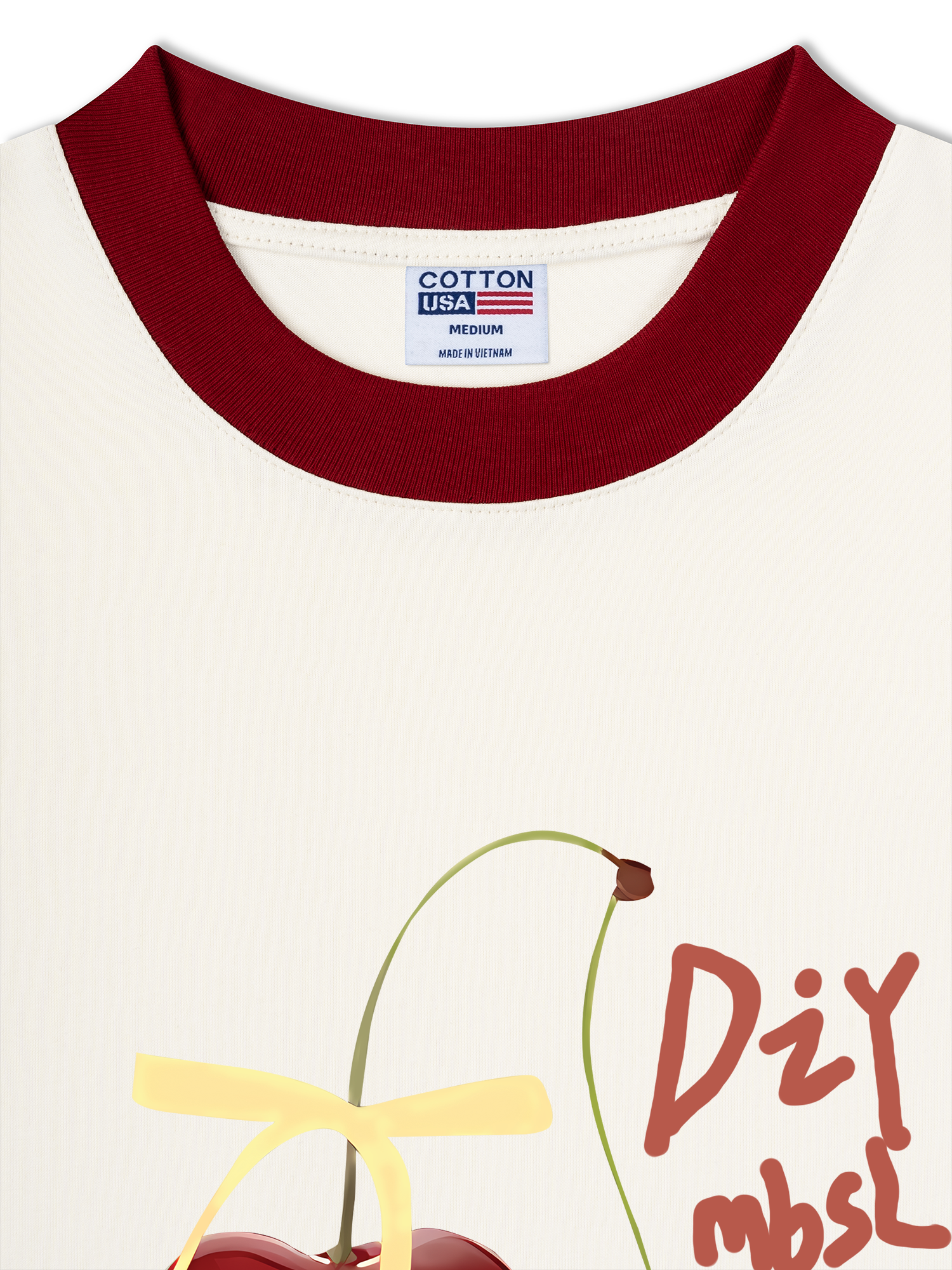 Áo Thun Ringer Relaxed Fit Cherry Yellow Bow