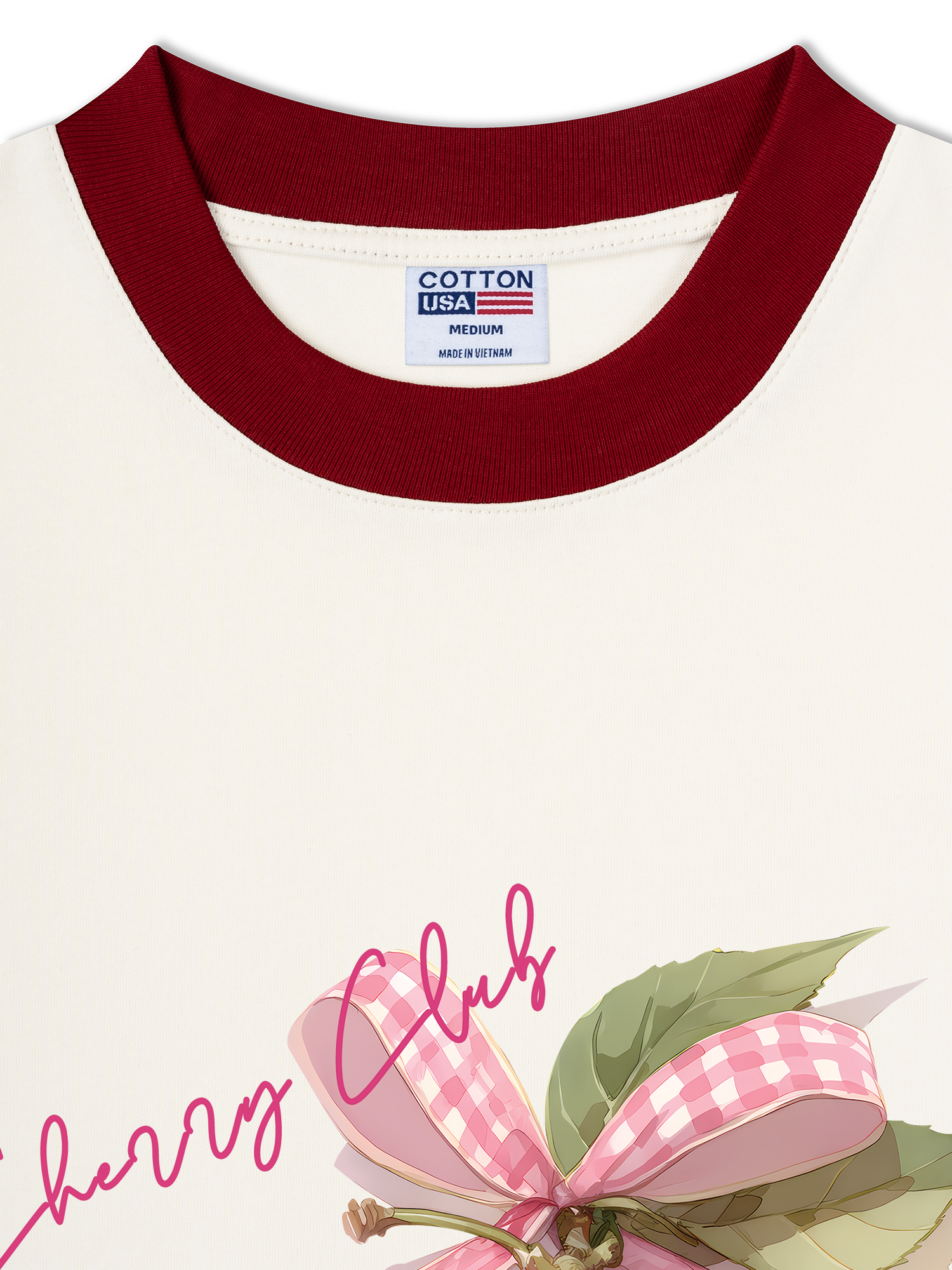 Áo Thun Ringer Relaxed Fit Cherry Club Pink Plaid