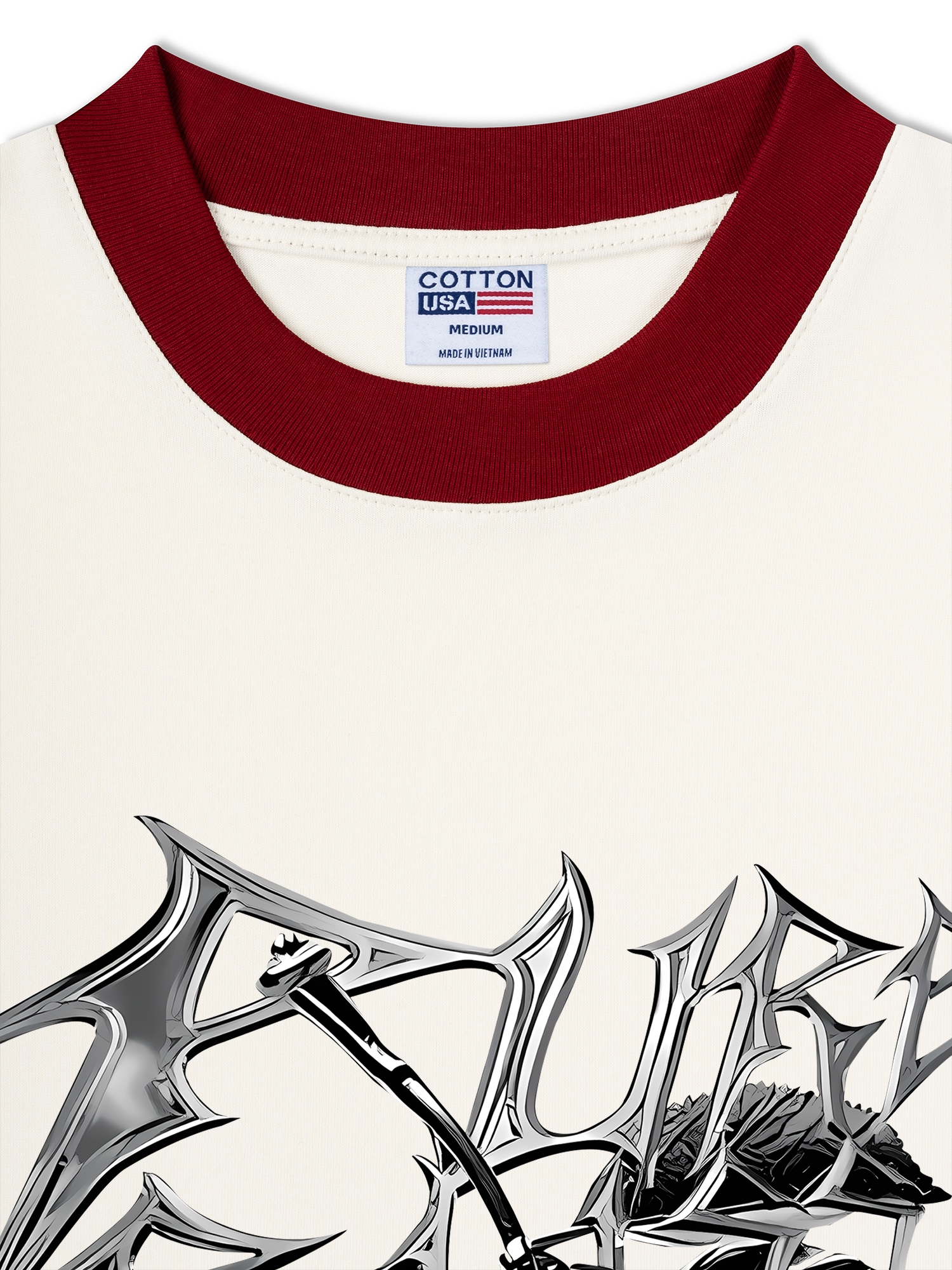 Áo Thun Ringer Relaxed Fit Cherry Silver