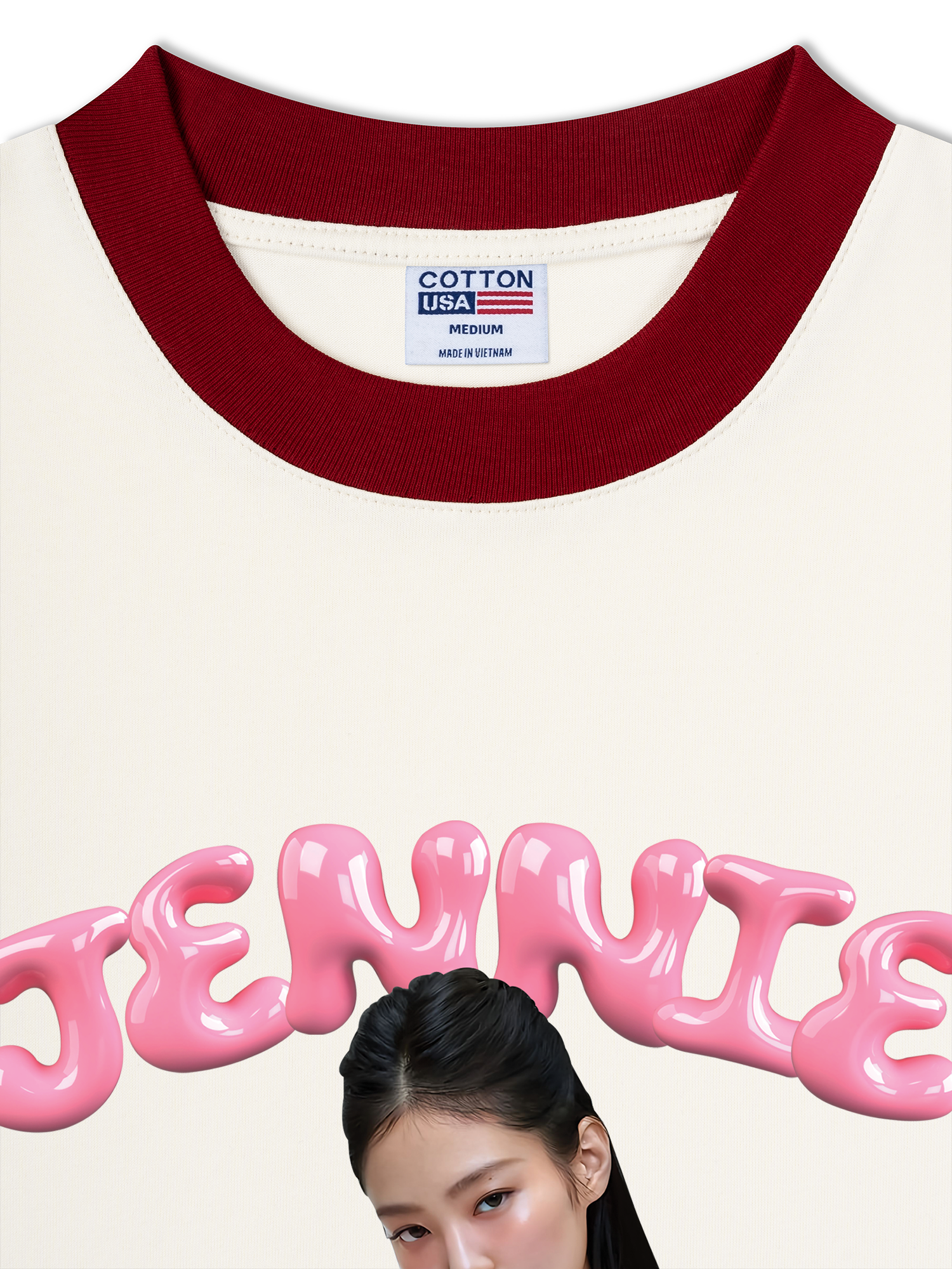 Áo Thun Ringer Relaxed Fit Black Pink Jennie In Your Area