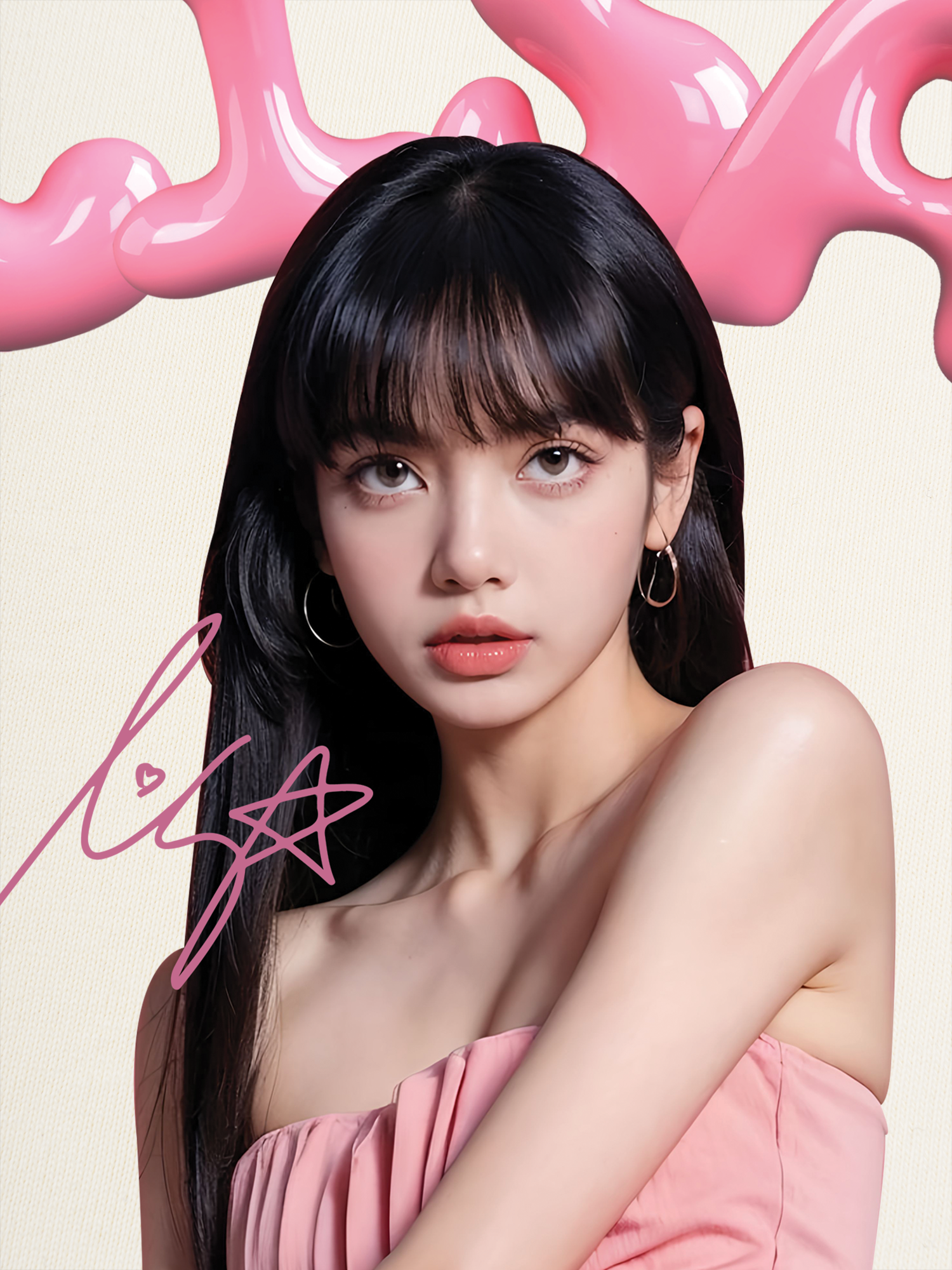 Áo Thun Ringer Relaxed Fit Black Pink Lisa