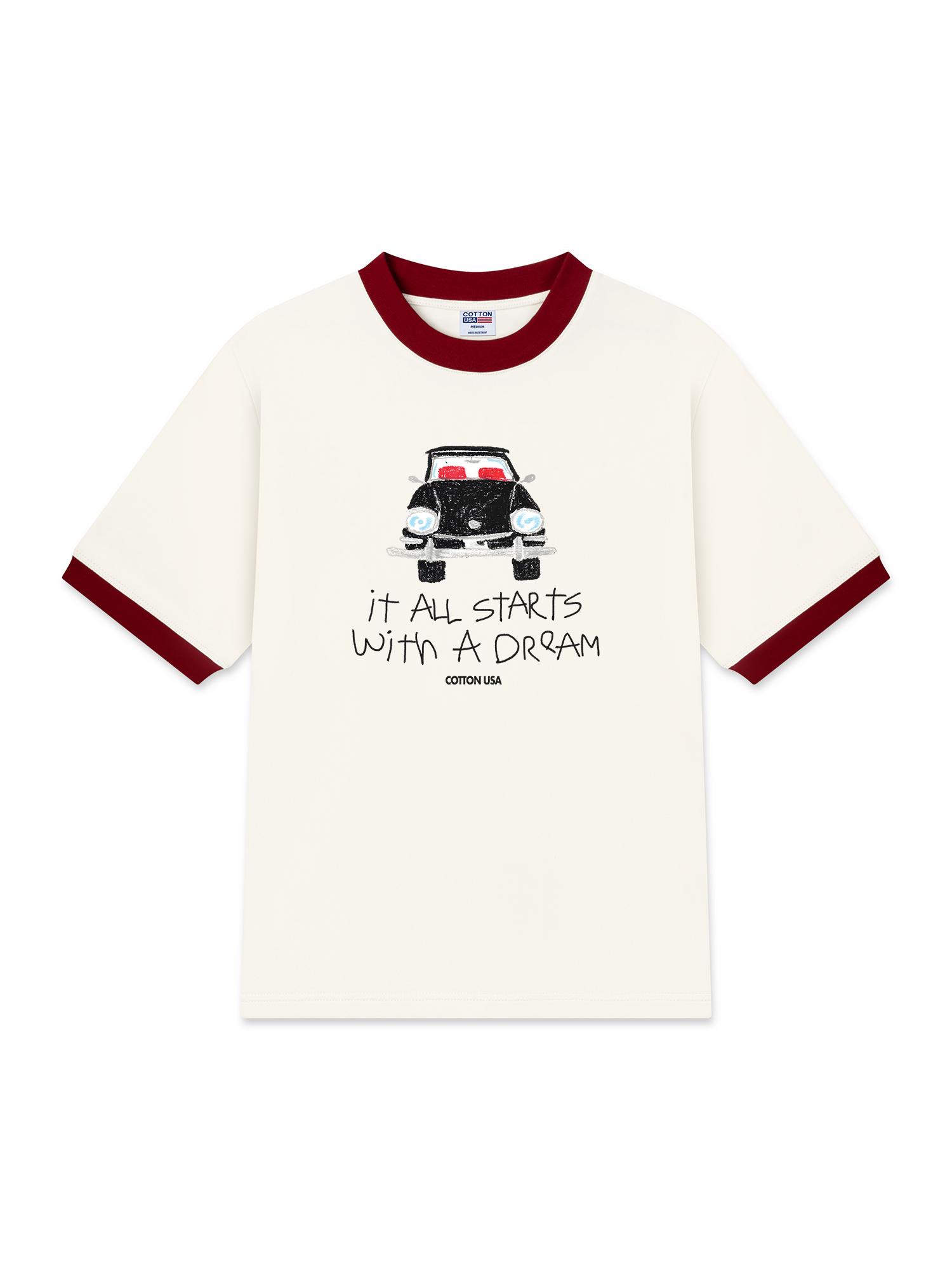 Áo Thun Ringer Relaxed Fit Classic Car Dream Crayon