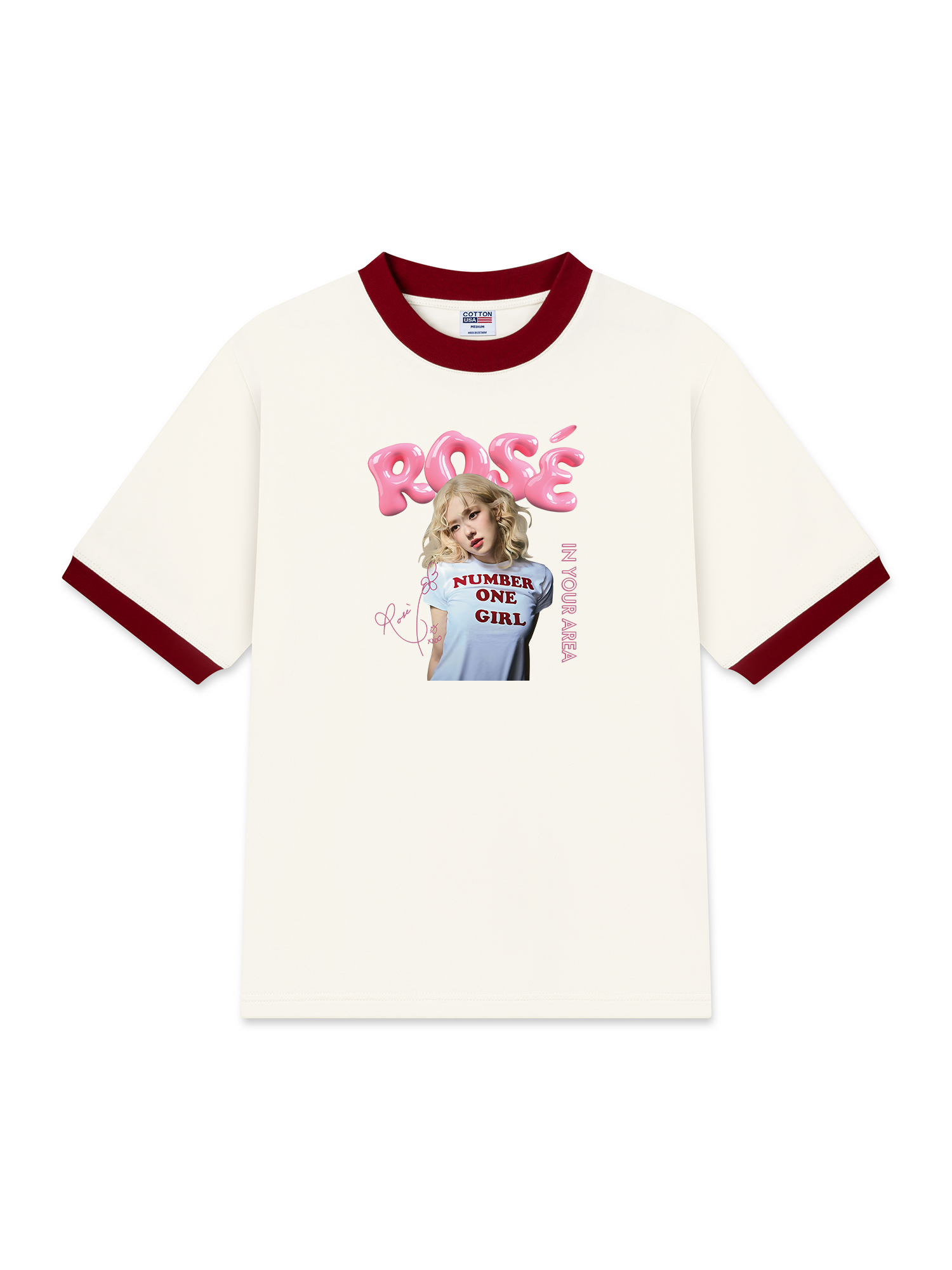 Áo Thun Ringer Relaxed Fit Black Pink Rose