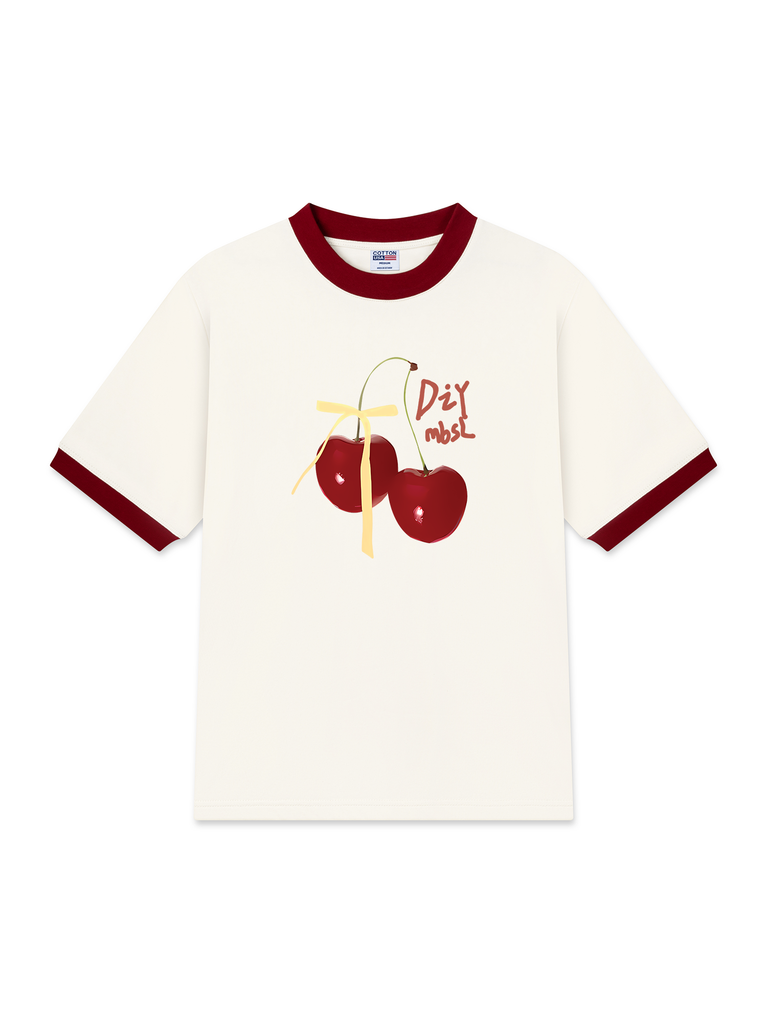 Áo Thun Ringer Relaxed Fit Cherry Yellow Bow
