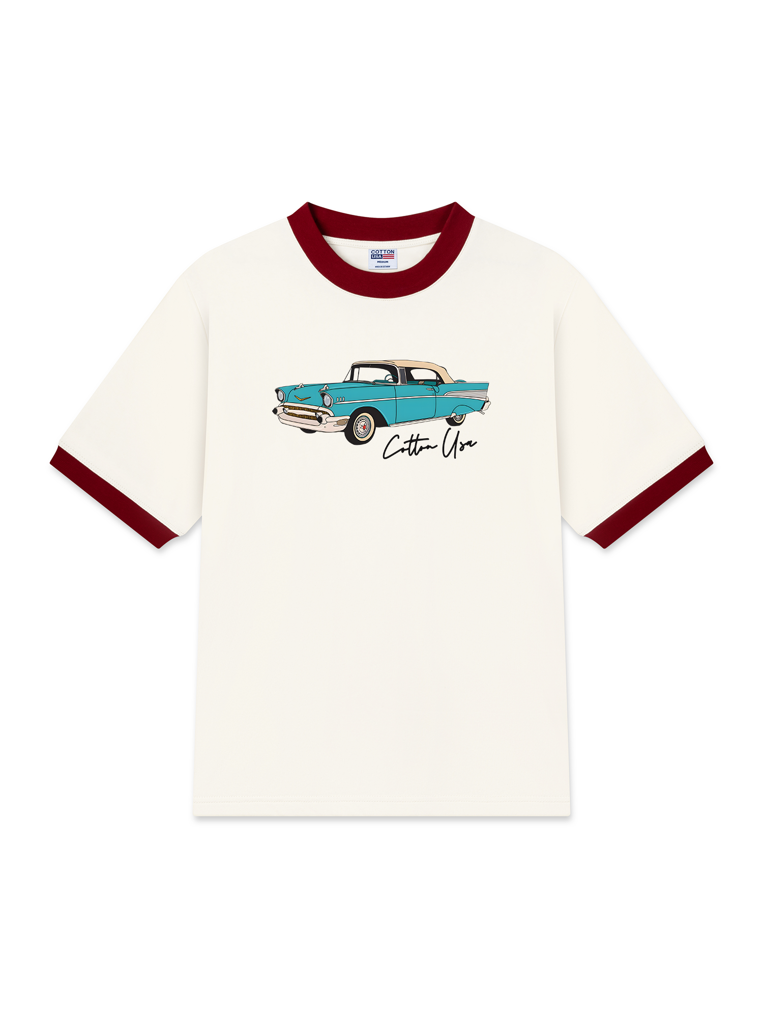 Áo Thun Ringer Relaxed Fit Classic Car Blue