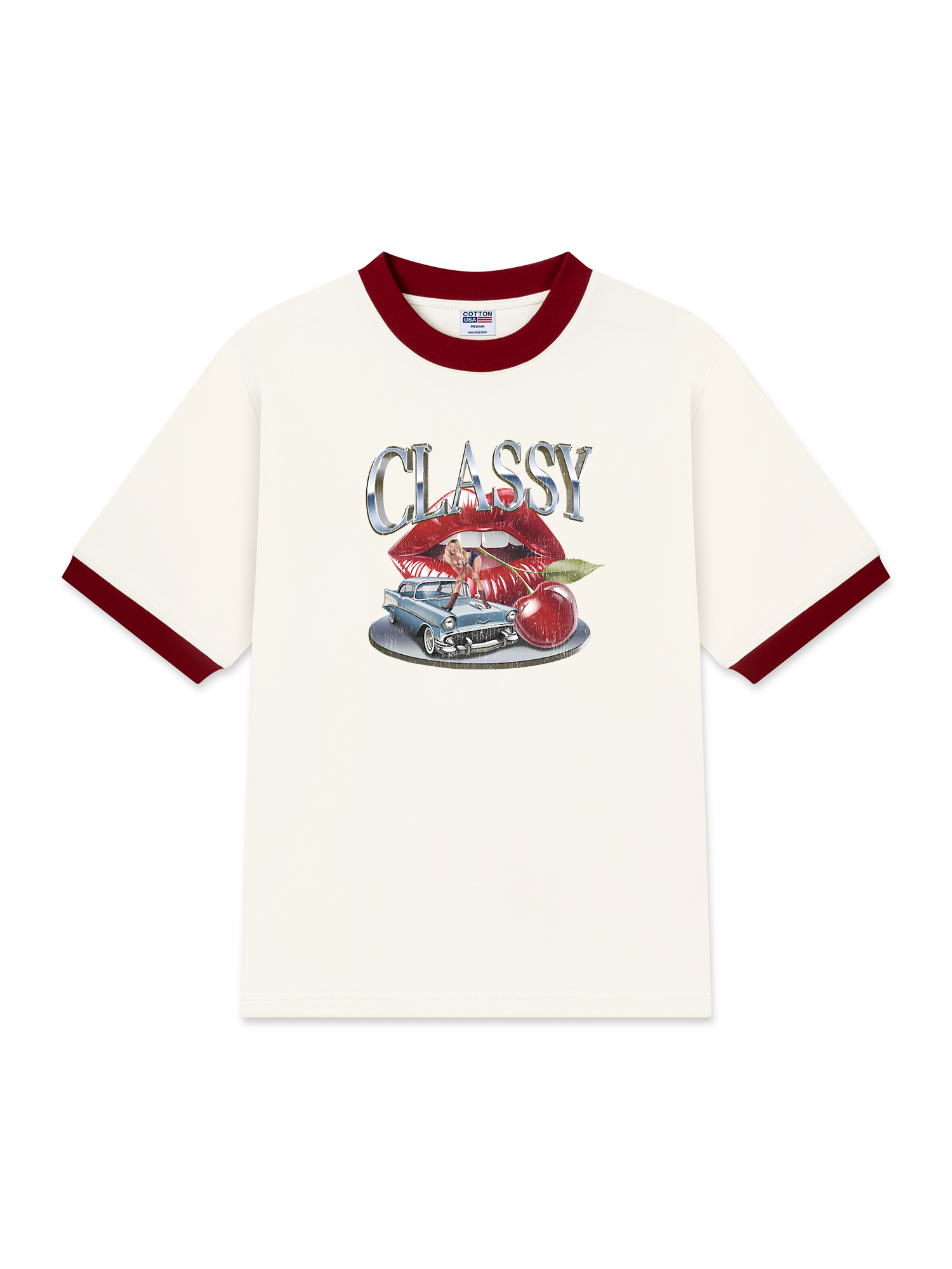 Áo Thun Ringer Relaxed Fit Cherry Vintage Classy