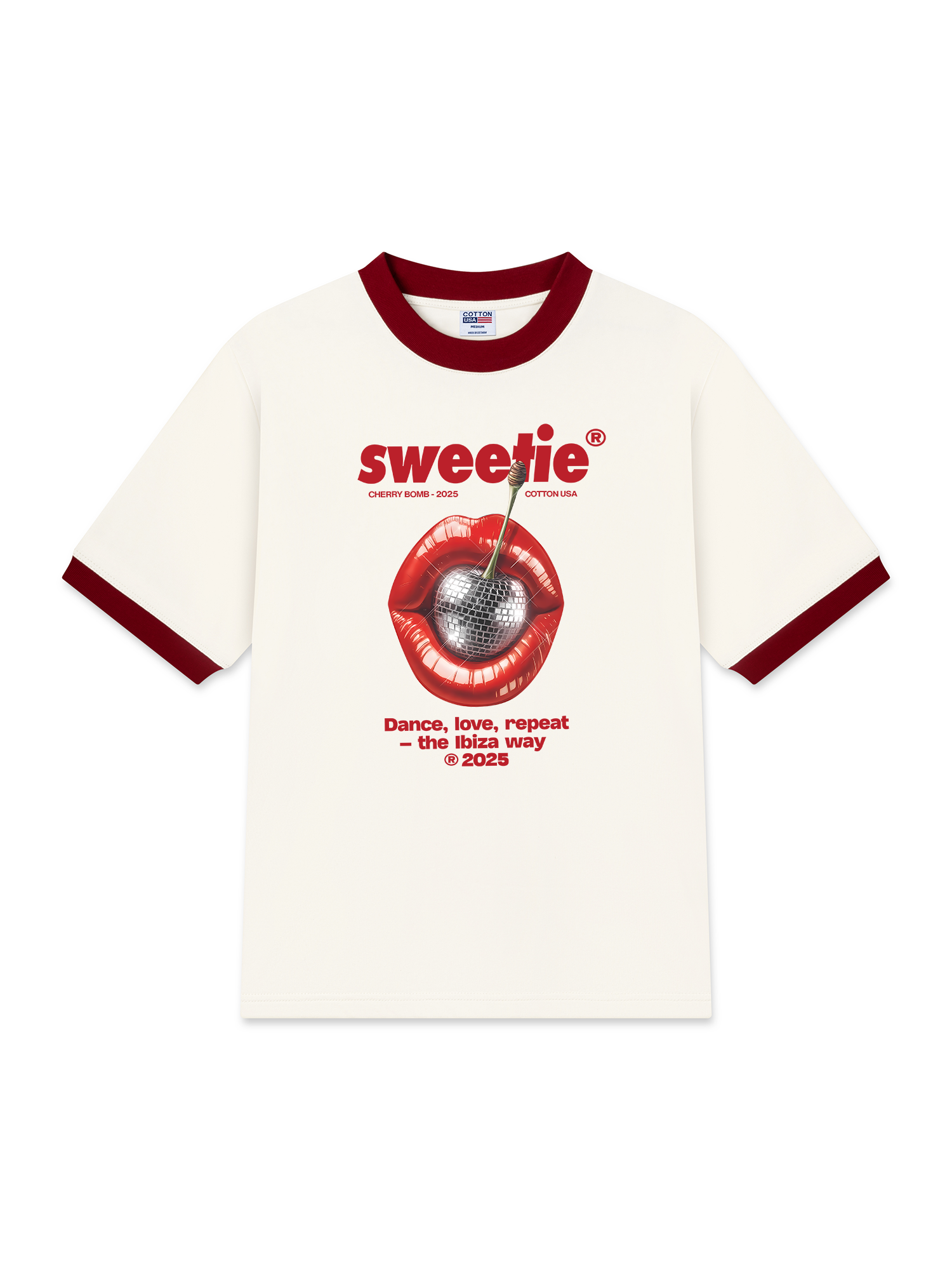 Áo Thun Ringer Relaxed Fit Cherry Sweetie Lip