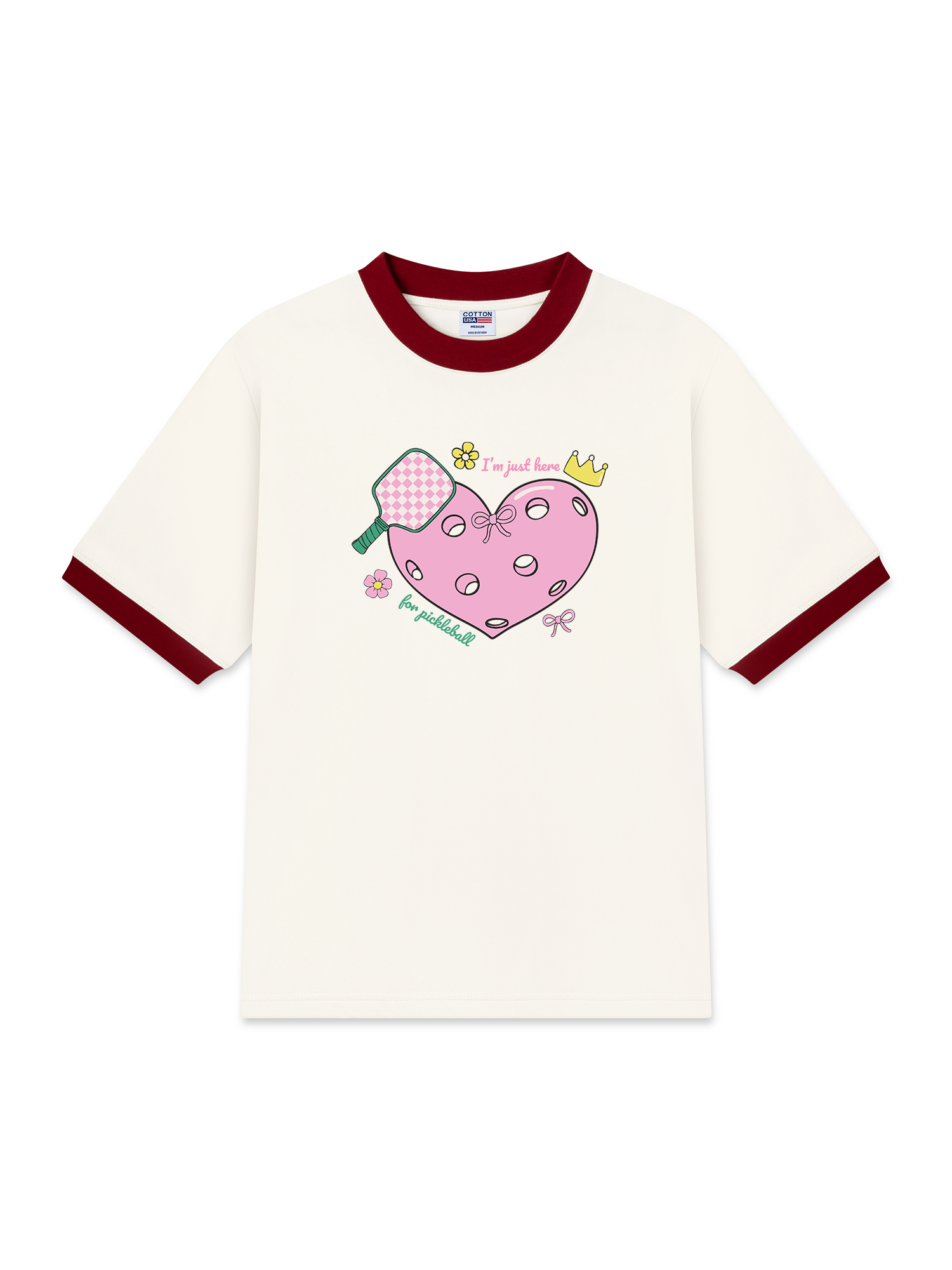 Áo Thun Ringer Relaxed Fit I_m Just Here For Pickleball