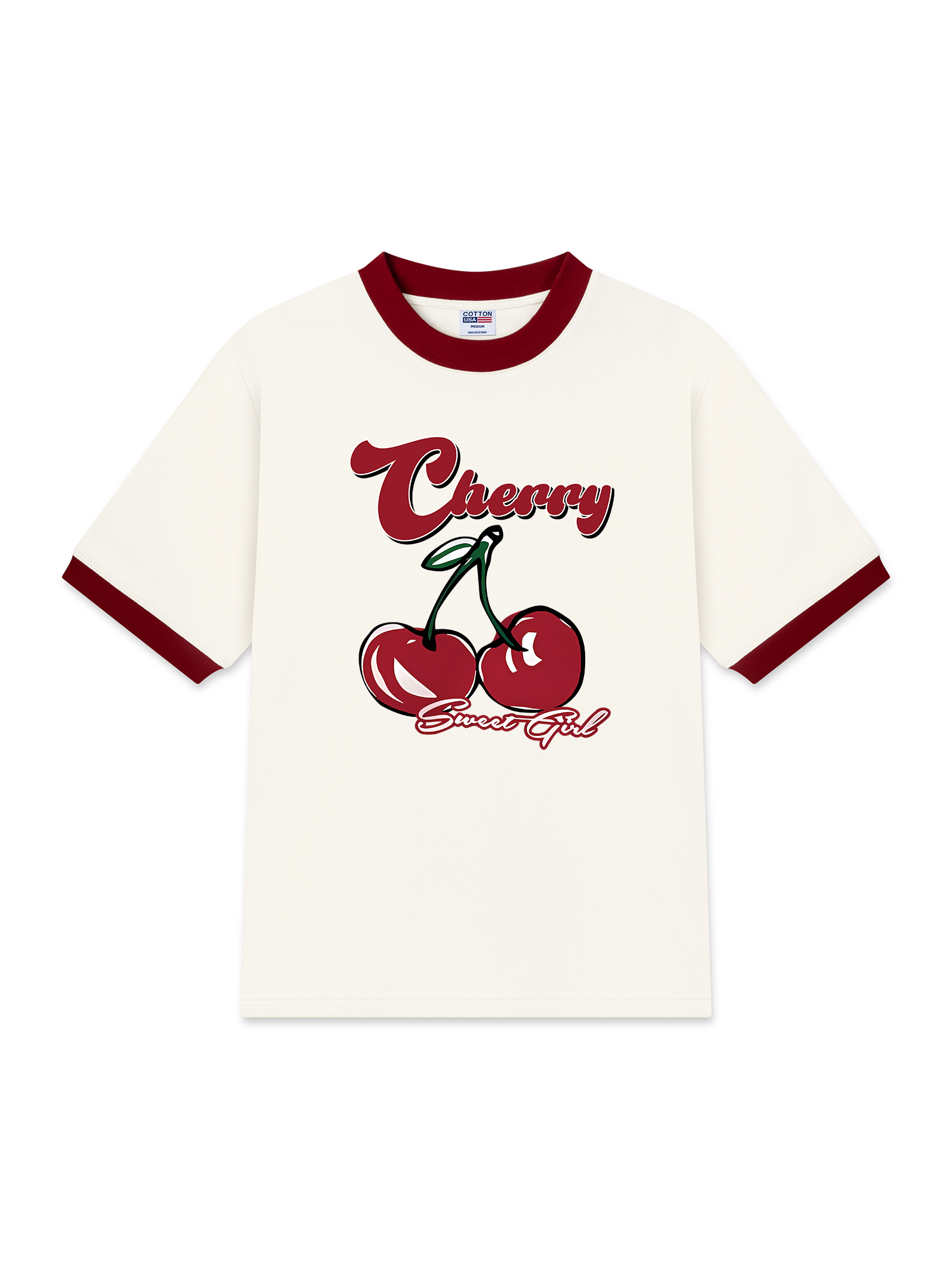 Áo Thun Ringer Relaxed Fit Cherry Sweet Girl
