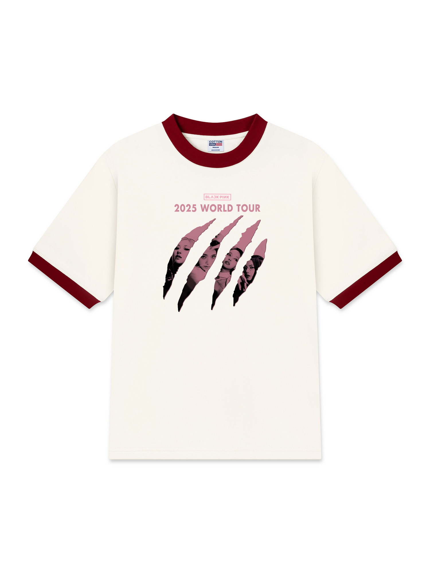 Áo Thun Ringer Relaxed Fit Black Pink 2025 World Tour