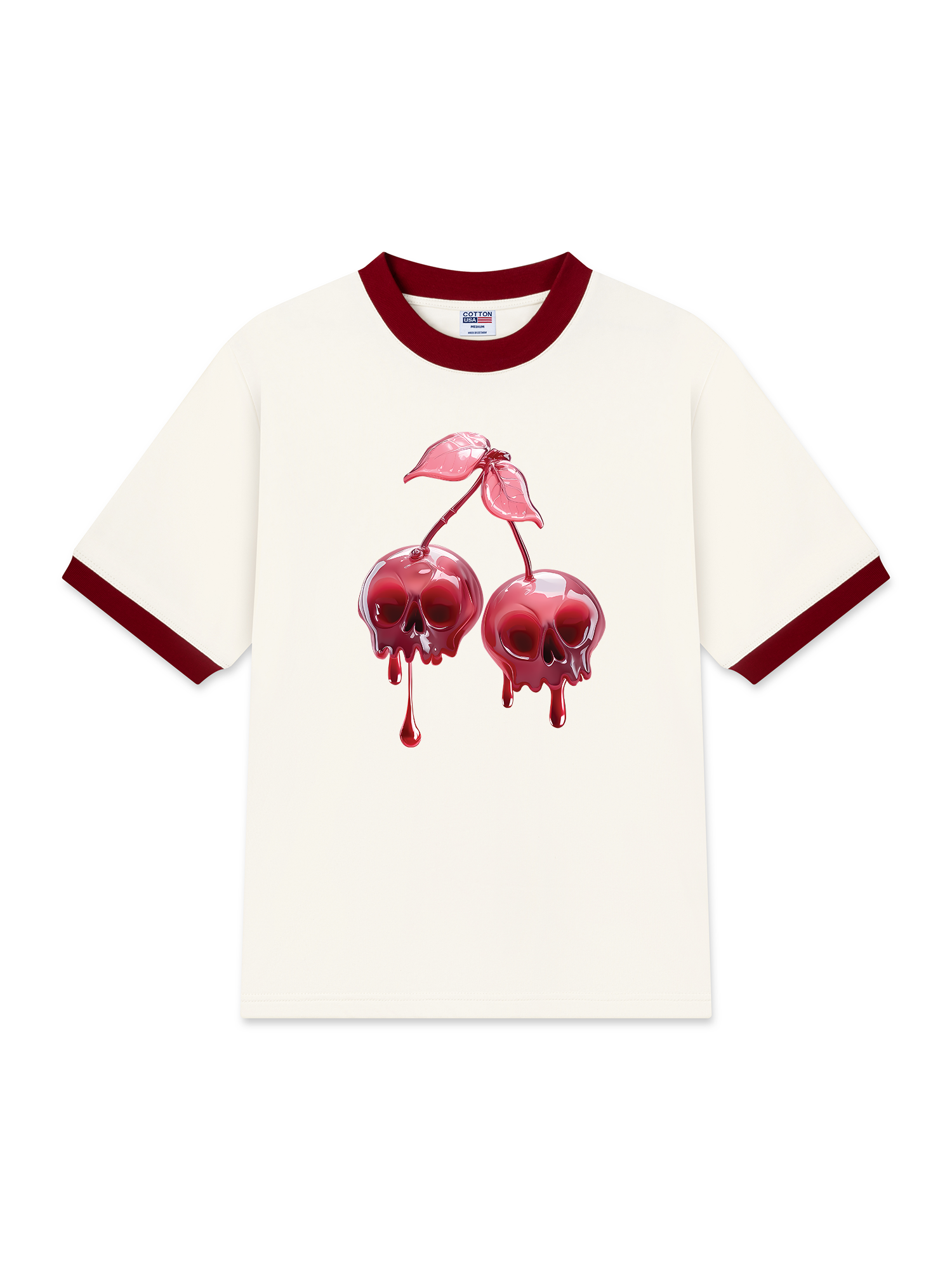 Áo Thun Ringer Relaxed Fit Cherry Skull