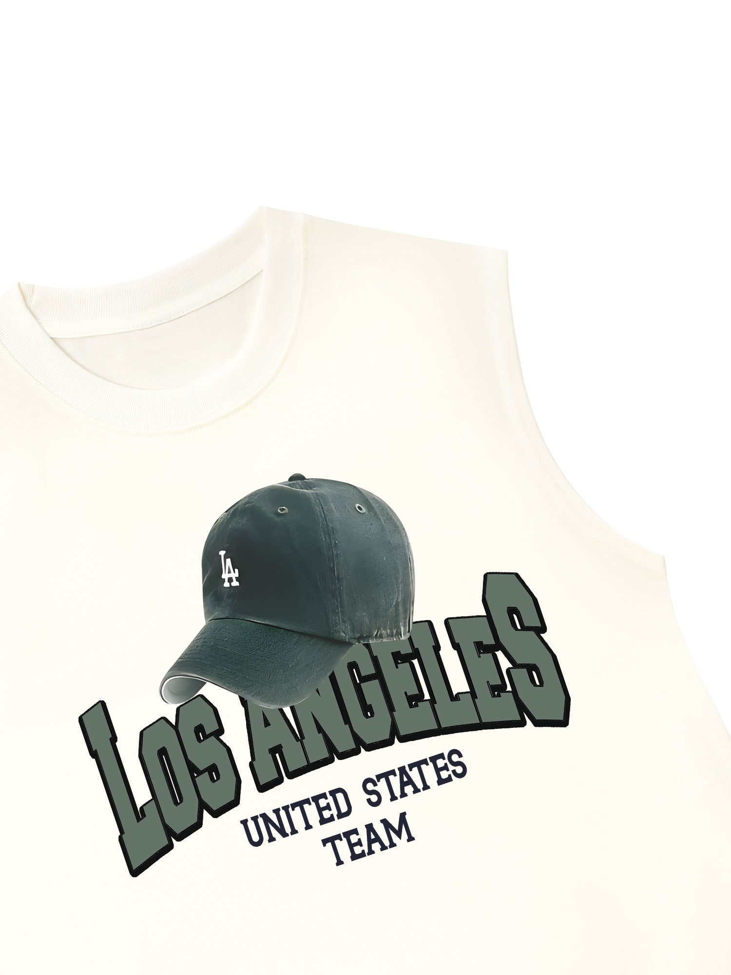 Áo Ba Lỗ Relaxed Fit USA Los Ageles Green Hat