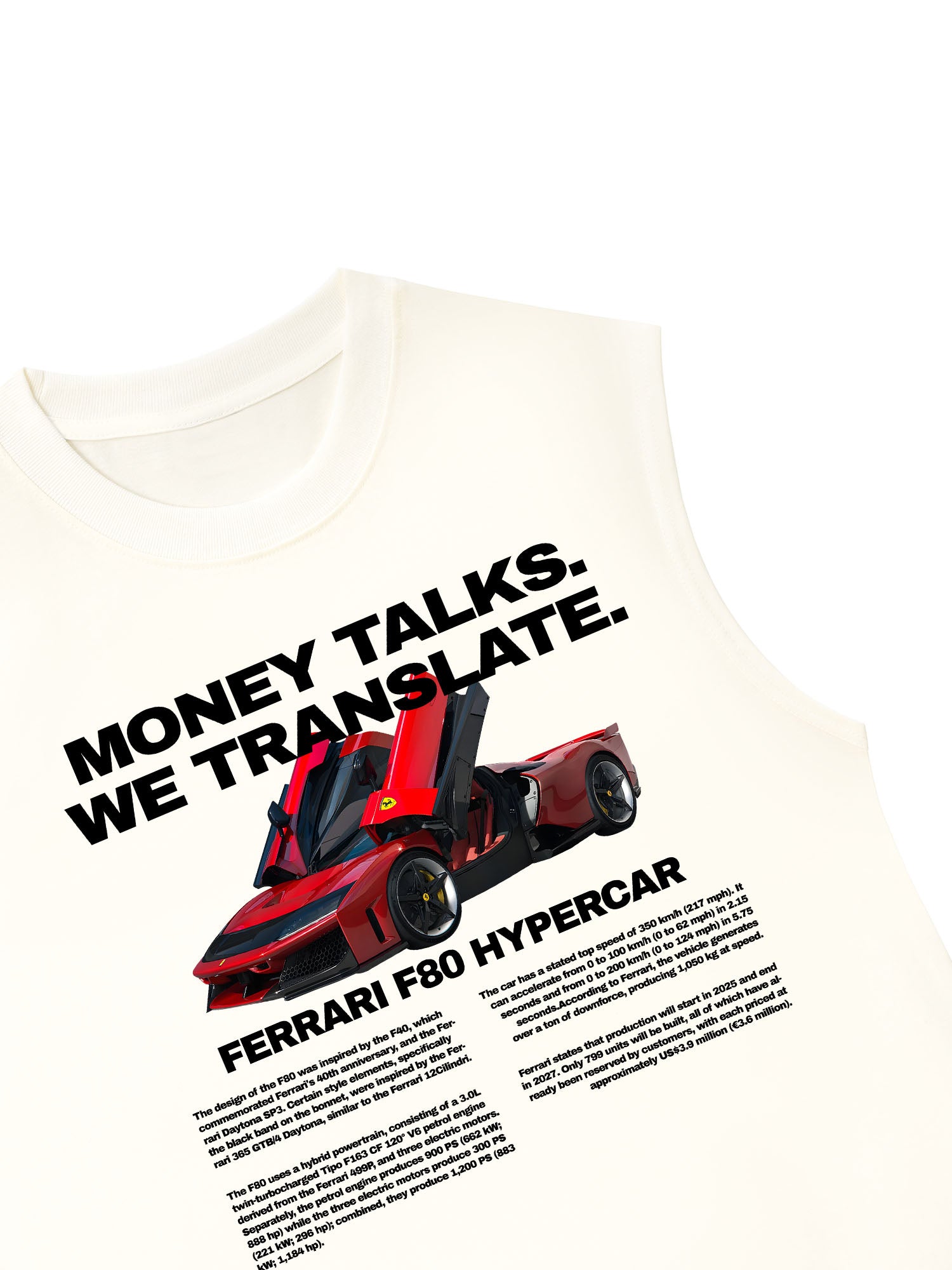 Áo Ba Lỗ Relaxed Fit Ferrari Money Talks We Translate