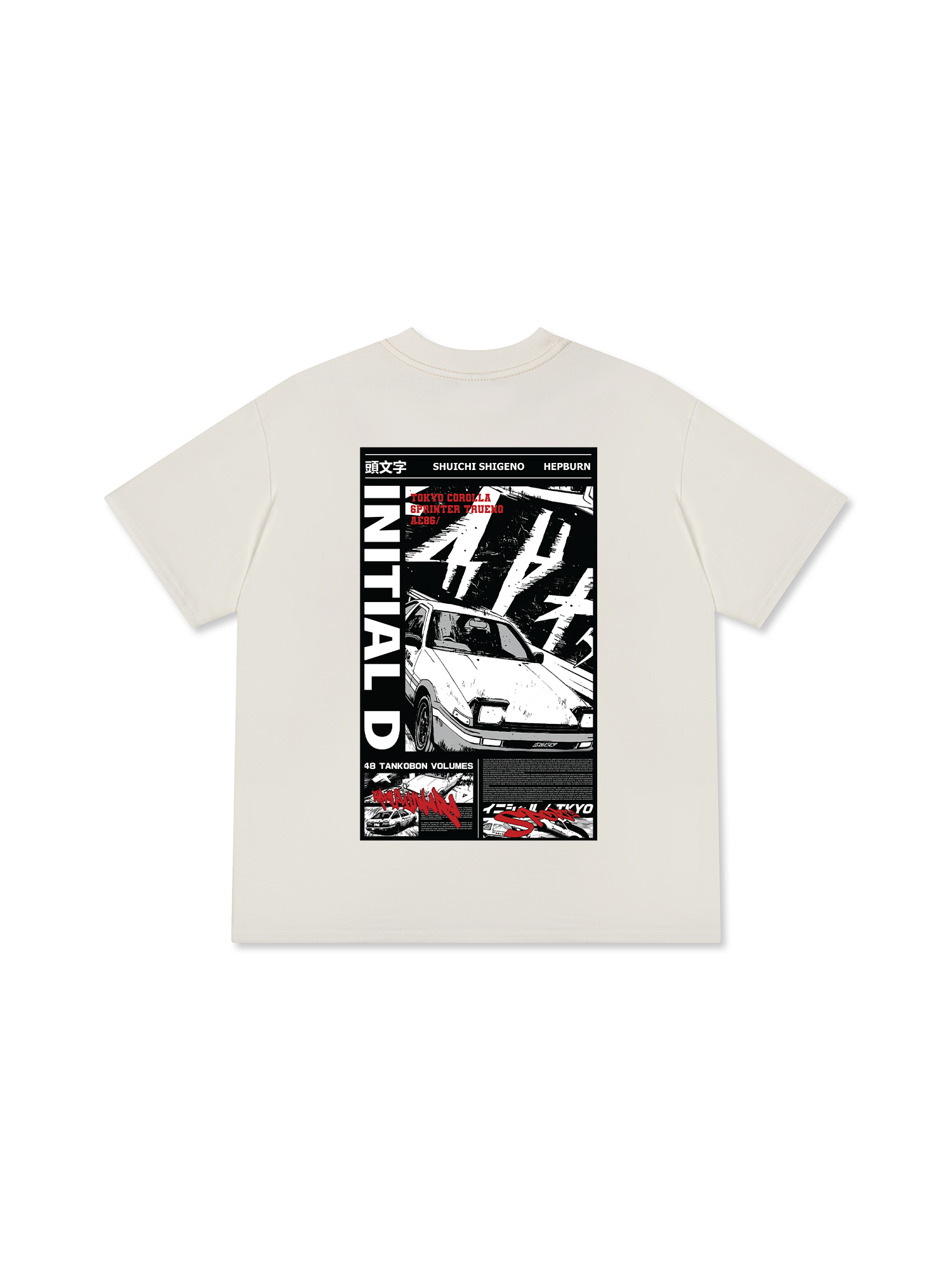 Áo Thun Relaxed Fit JDM Car Initial D Manga Panel