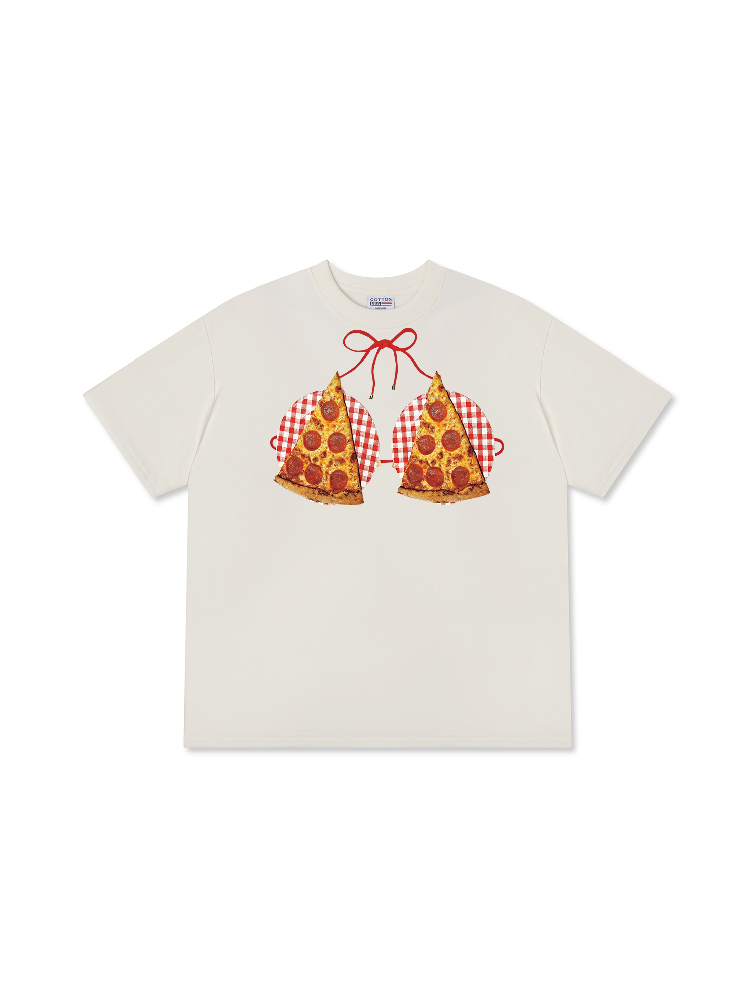 Áo Thun Relaxed Fit Yummy Mood Pizza Bikini