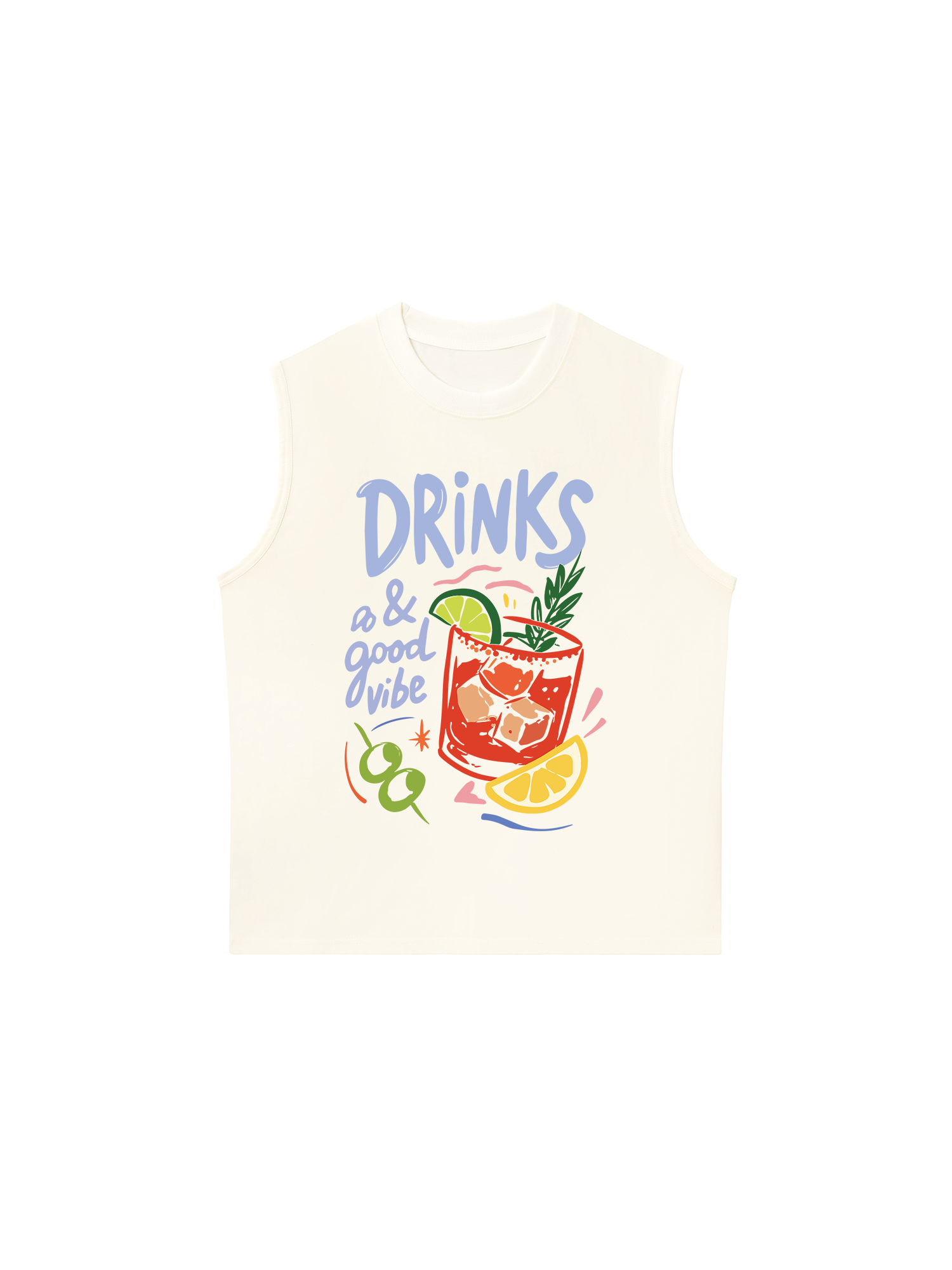 Áo Ba Lỗ Relaxed Fit Drinks a& Good Vibes