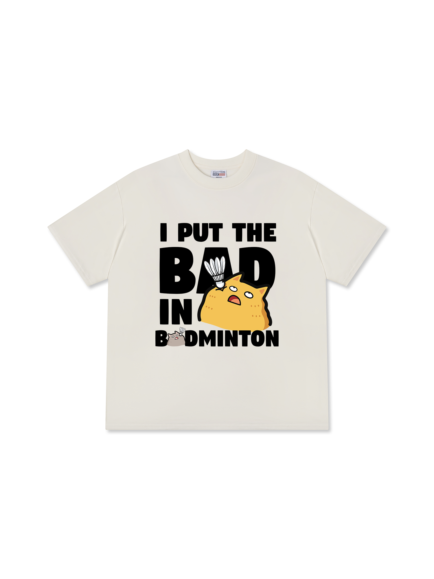 Áo Thun Relaxed Fit Badminton I Put The Bad In Badminton Cat