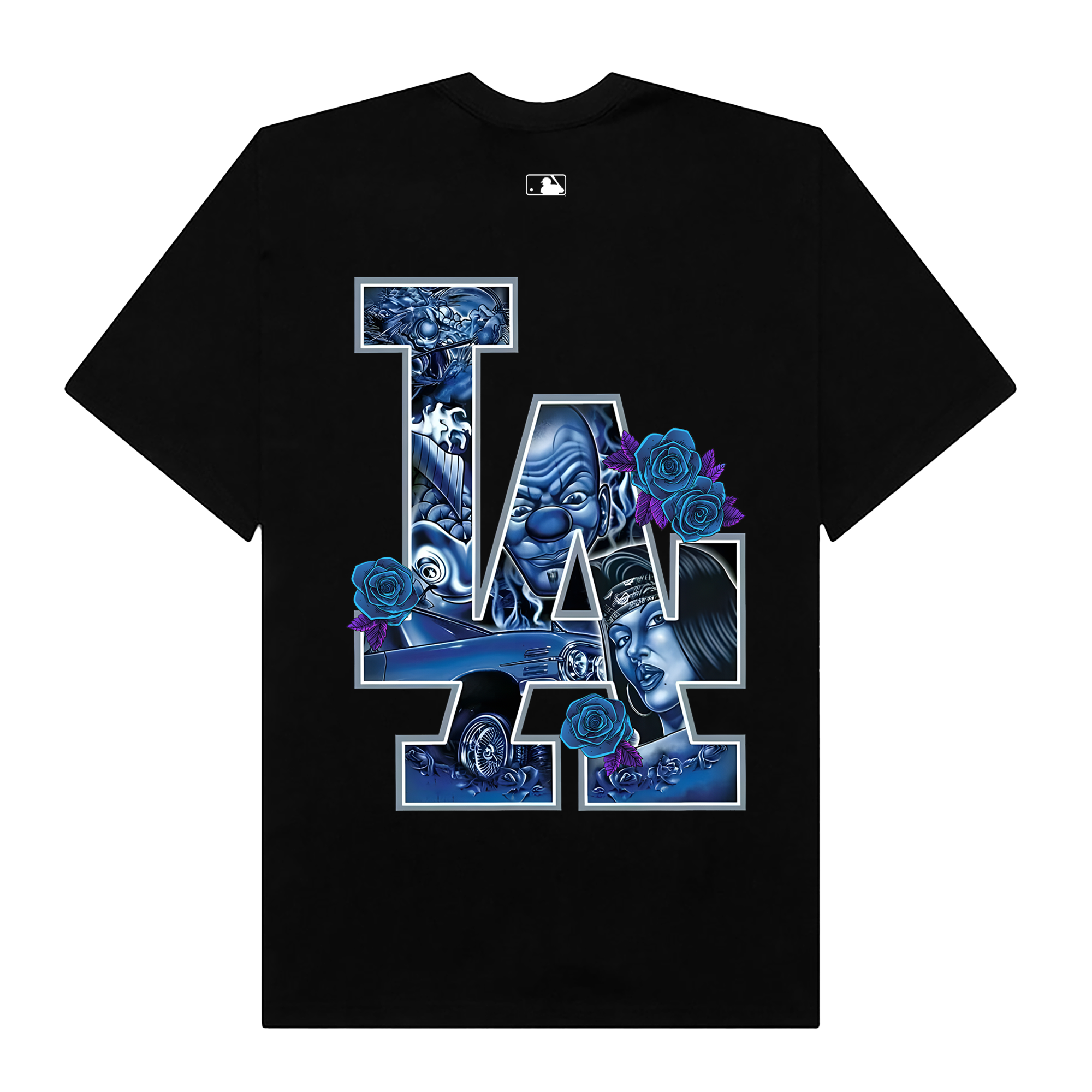 MLB FLoral Blue Rose Gangster T-Shirt